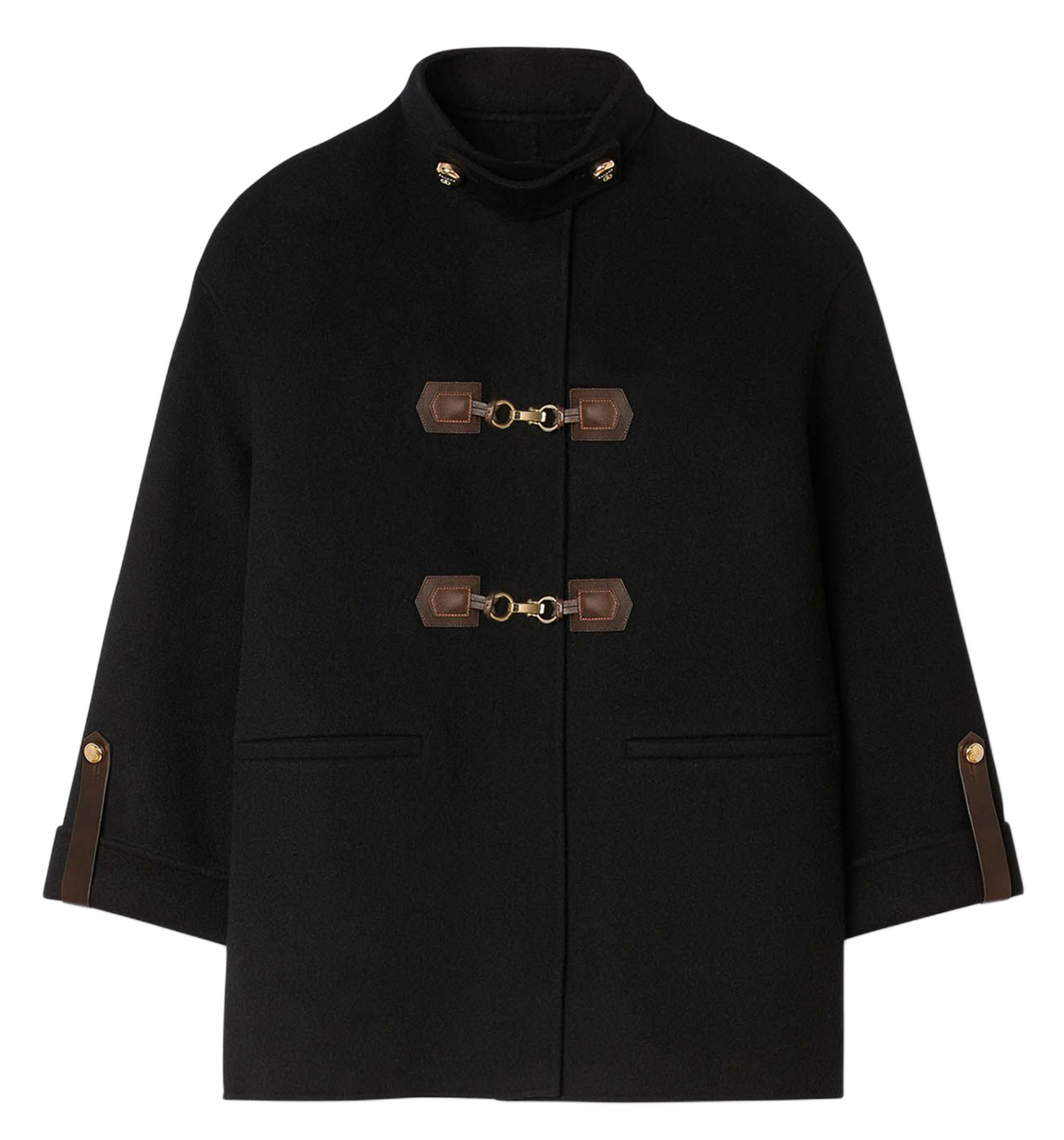 Jas van wol met opstaande kraag SANDRO Zwart