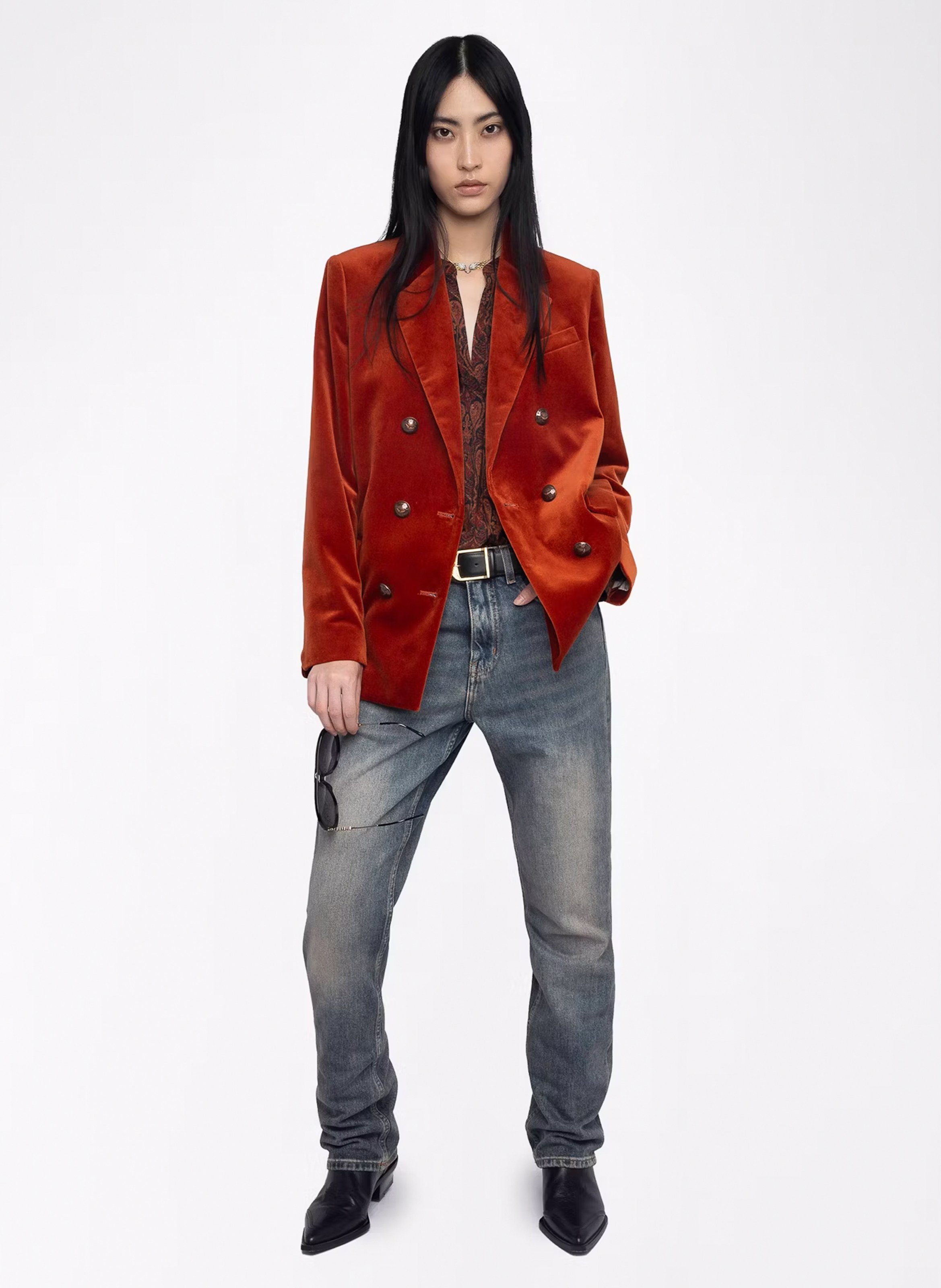 Blazer droit en coton ZADIG&VOLTAIRE Marron