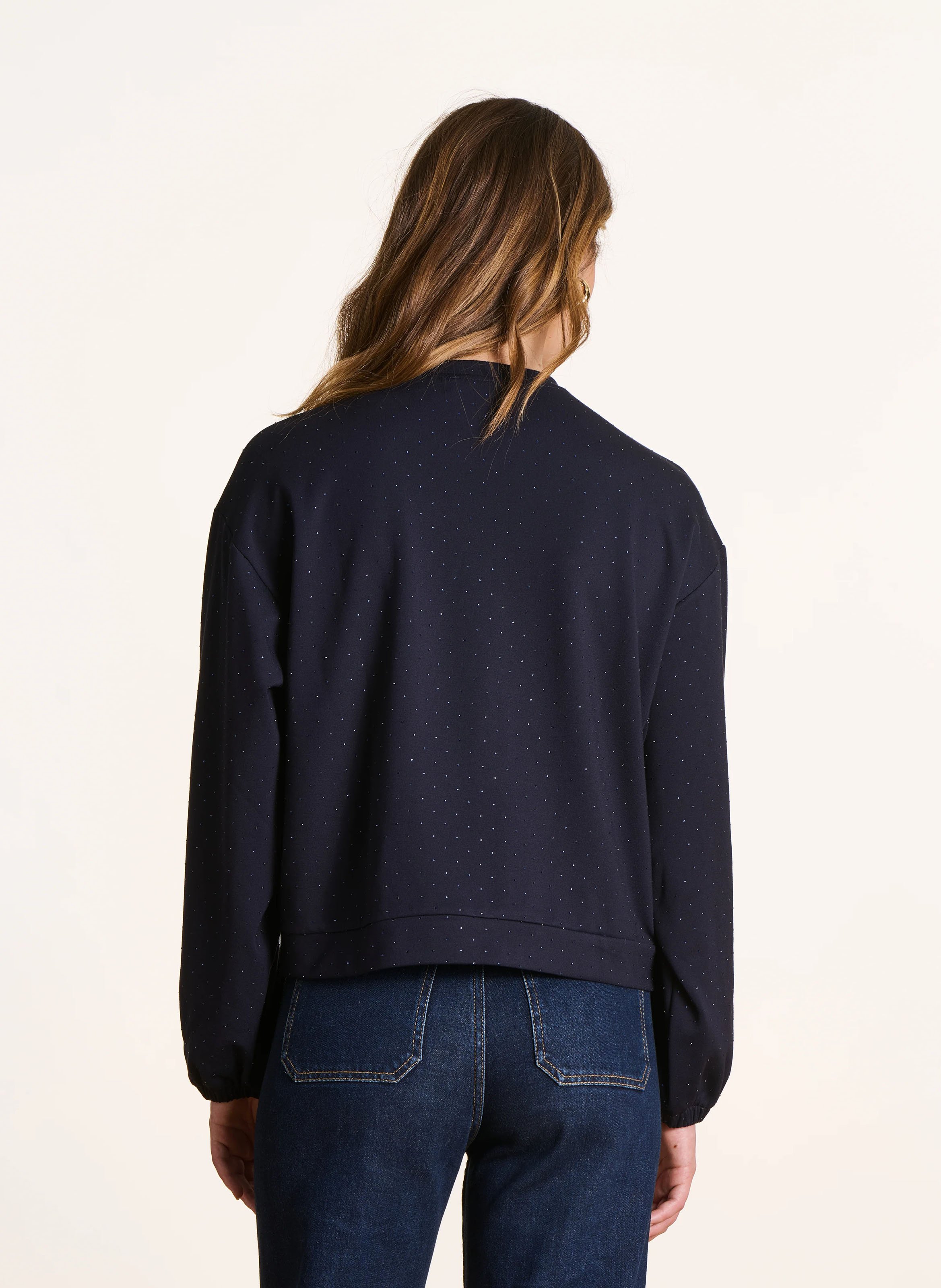 Oversize-Pullover mit Strass LA FEE MARABOUTEE Blau