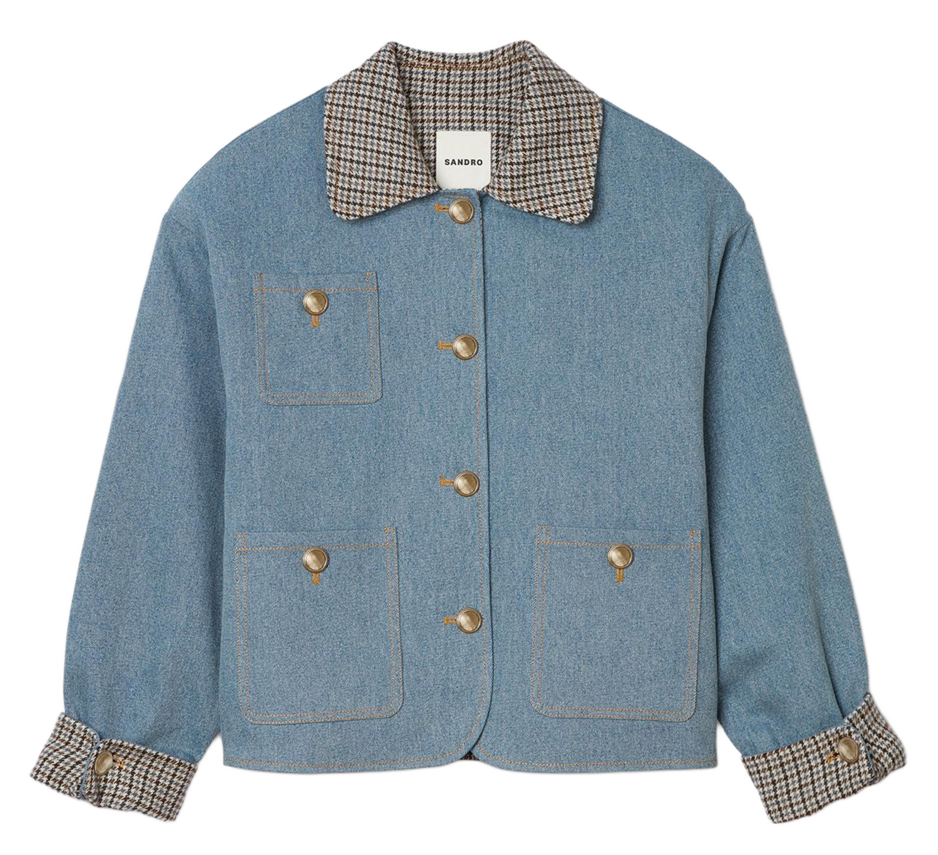 Jack van katoen met klassieke kraag SANDRO Blauw