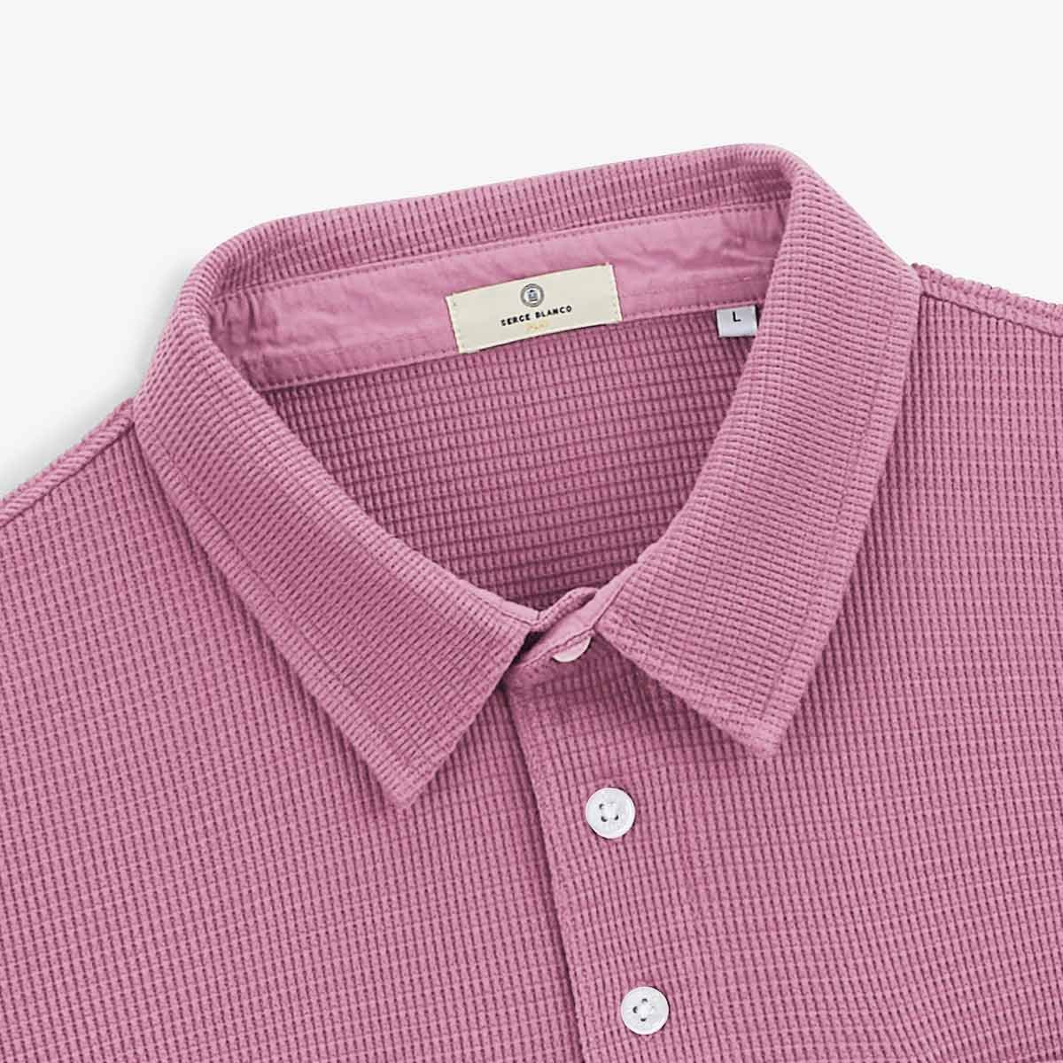 Long-sleeved waffle fabric polo SERGE BLANCO Purple