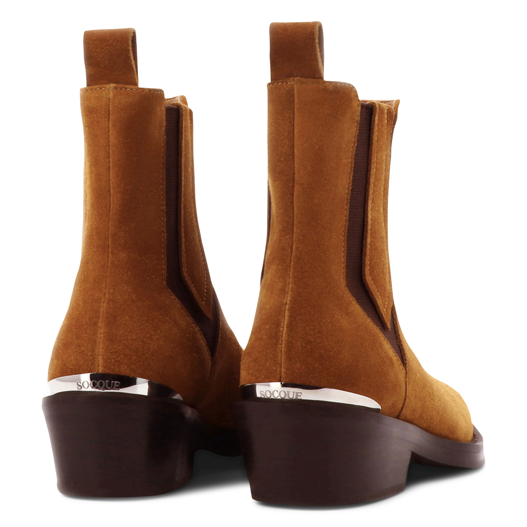 Bottines en cuir velours SOCQUE PARIS Beige