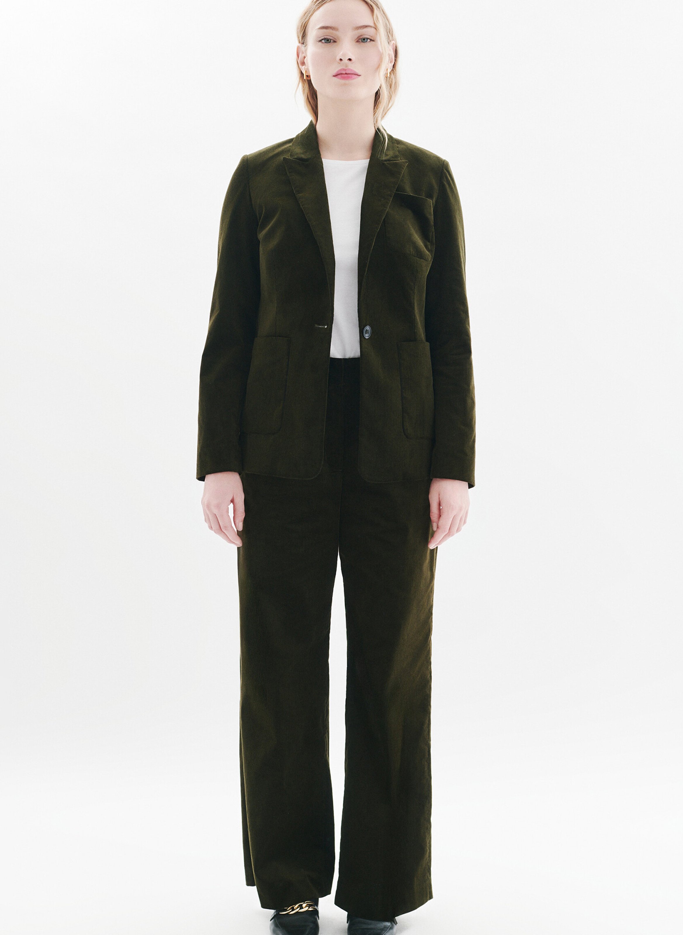 Flared corduroy pants CAROLL Green