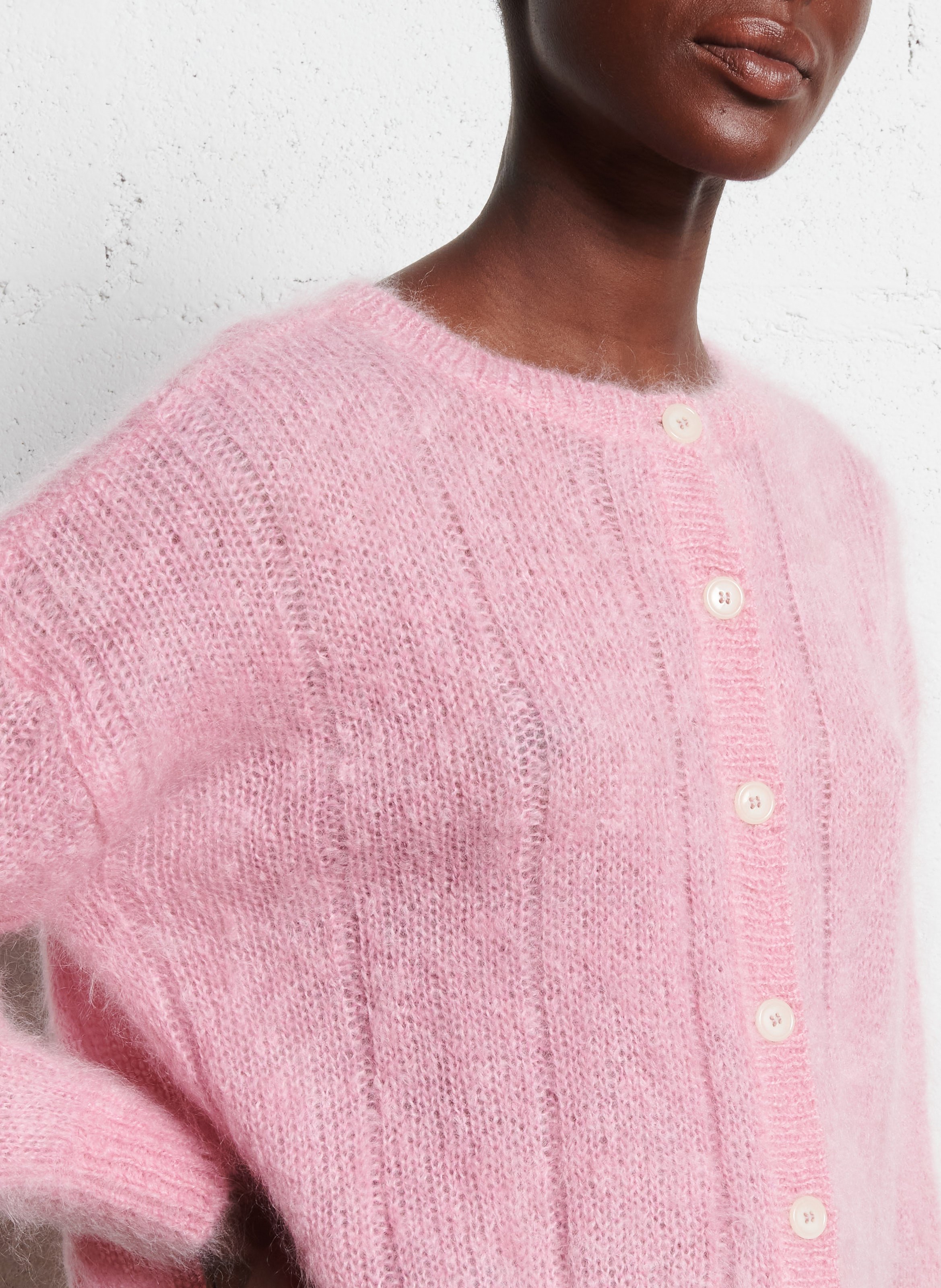 Oversized fluffy wool blend vest DES PETITS HAUTS Pink