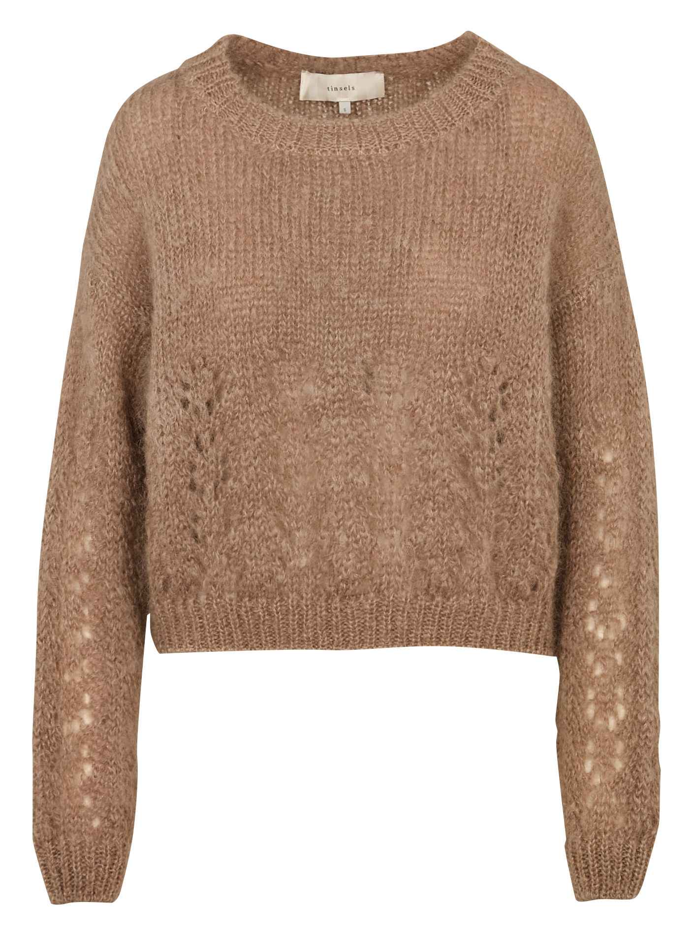 Pull col rond en mohair mélangé TINSELS Blanc