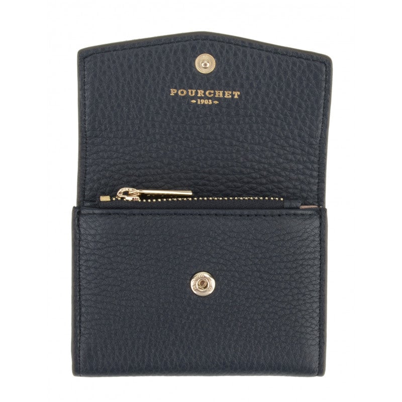 Leather coin purse POURCHET Blue