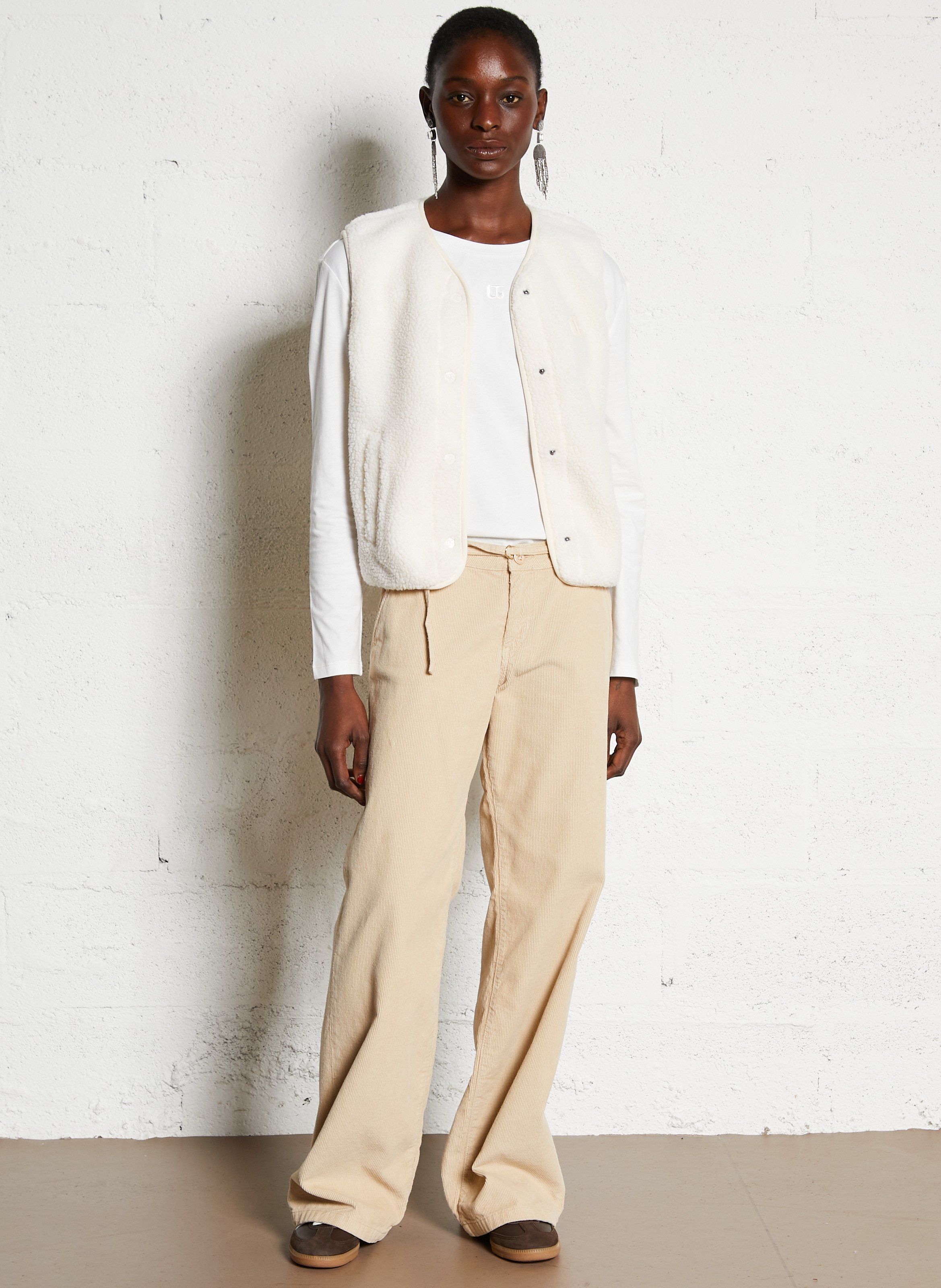 Veste droite col V imprimée LE TEMPS DES CERISES Blanc