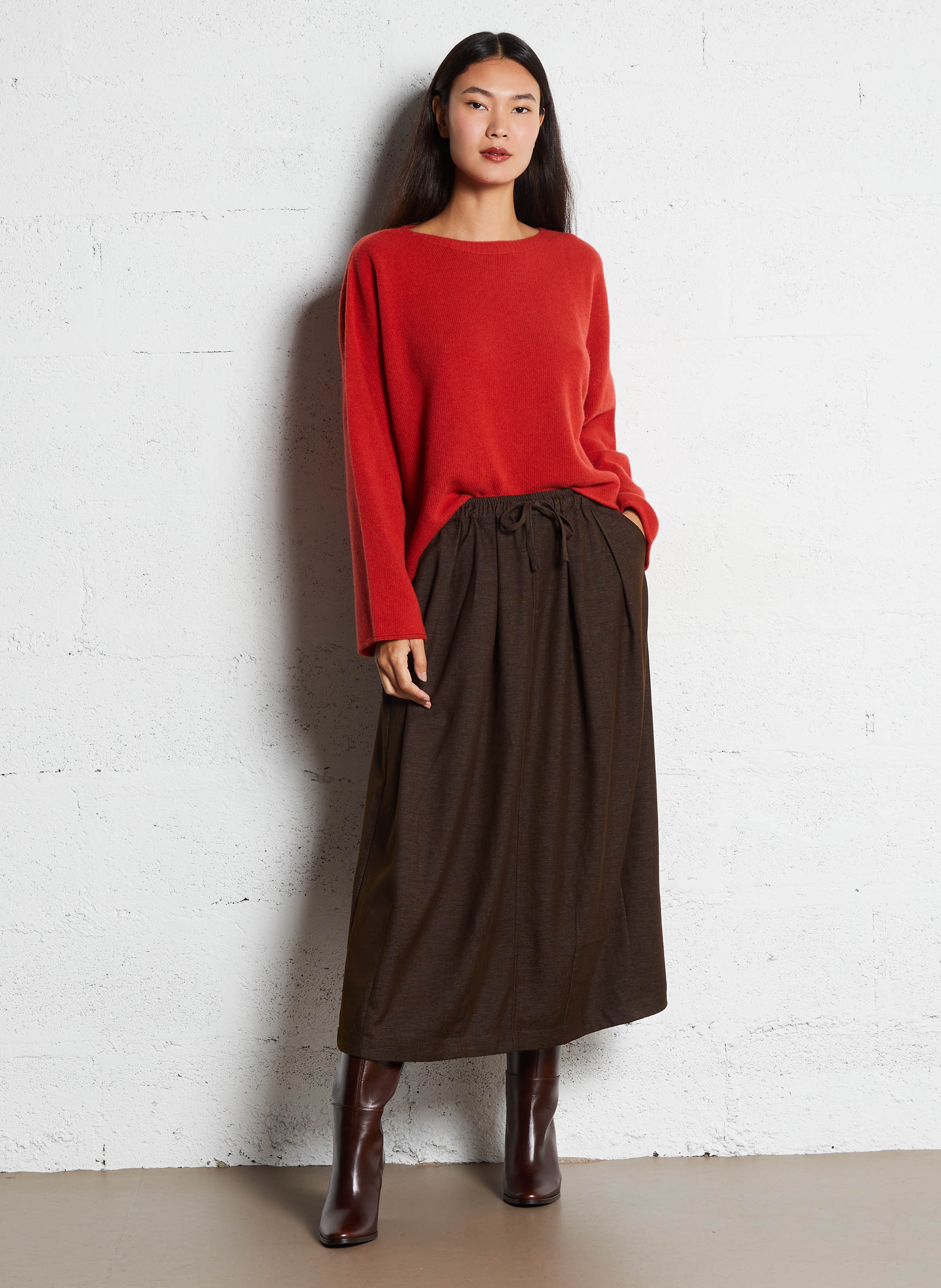 Bottes à talons en cuir RIVECOUR Marron