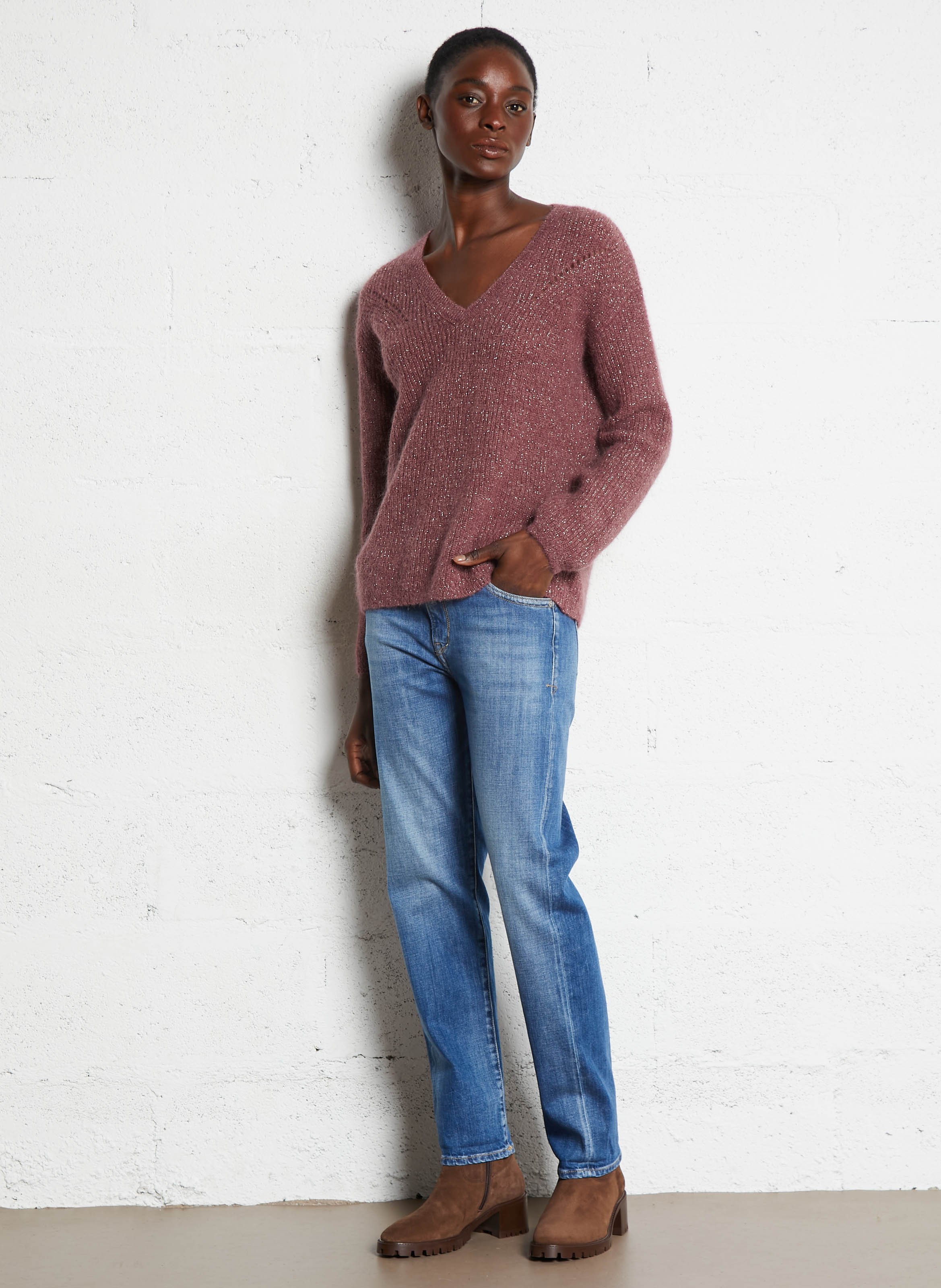 Jean droit taille haute 7/8ème LE TEMPS DES CERISES Bleu