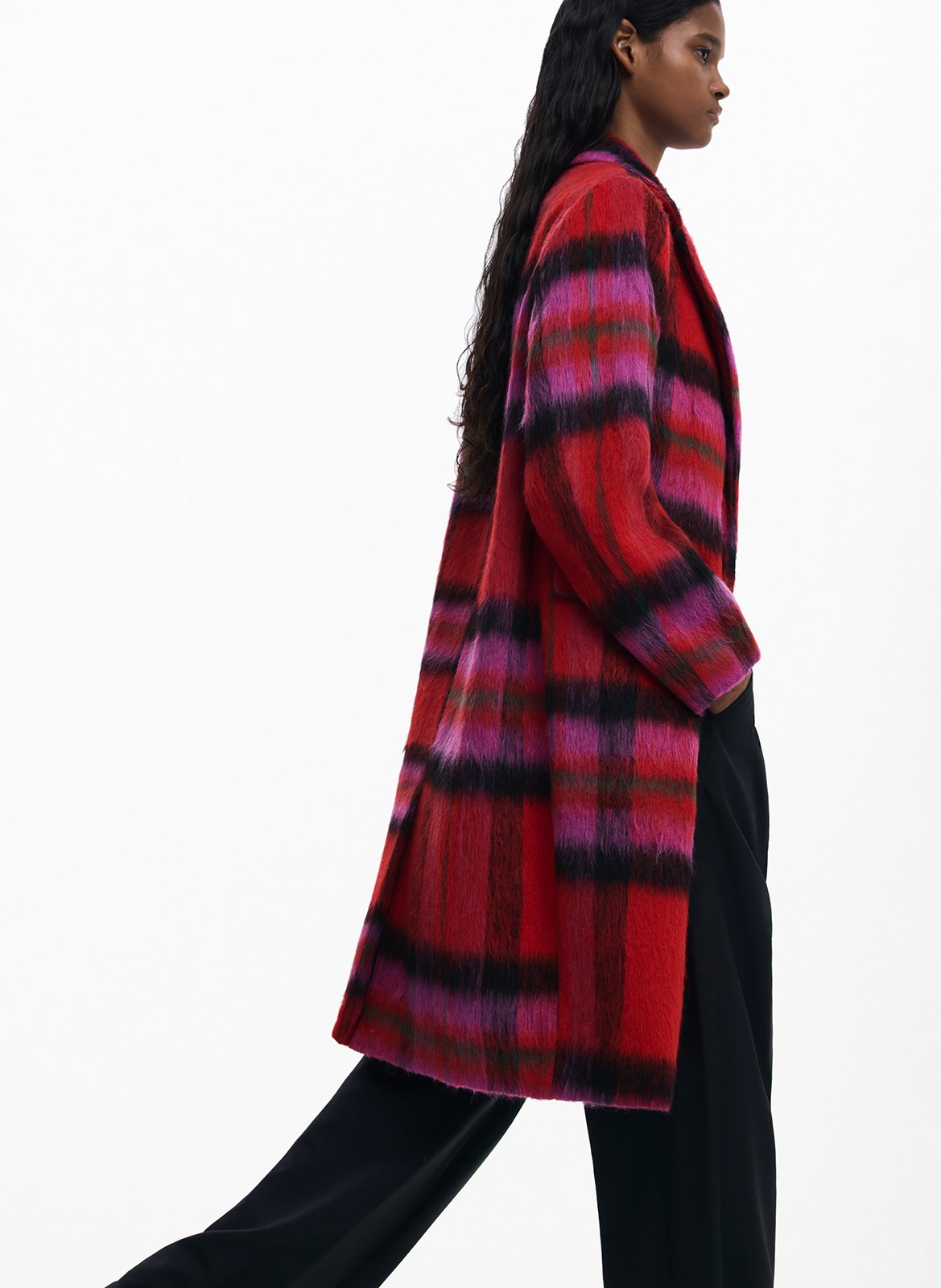 Manteau mi-long col tailleur imprimé DESIGUAL Rouge