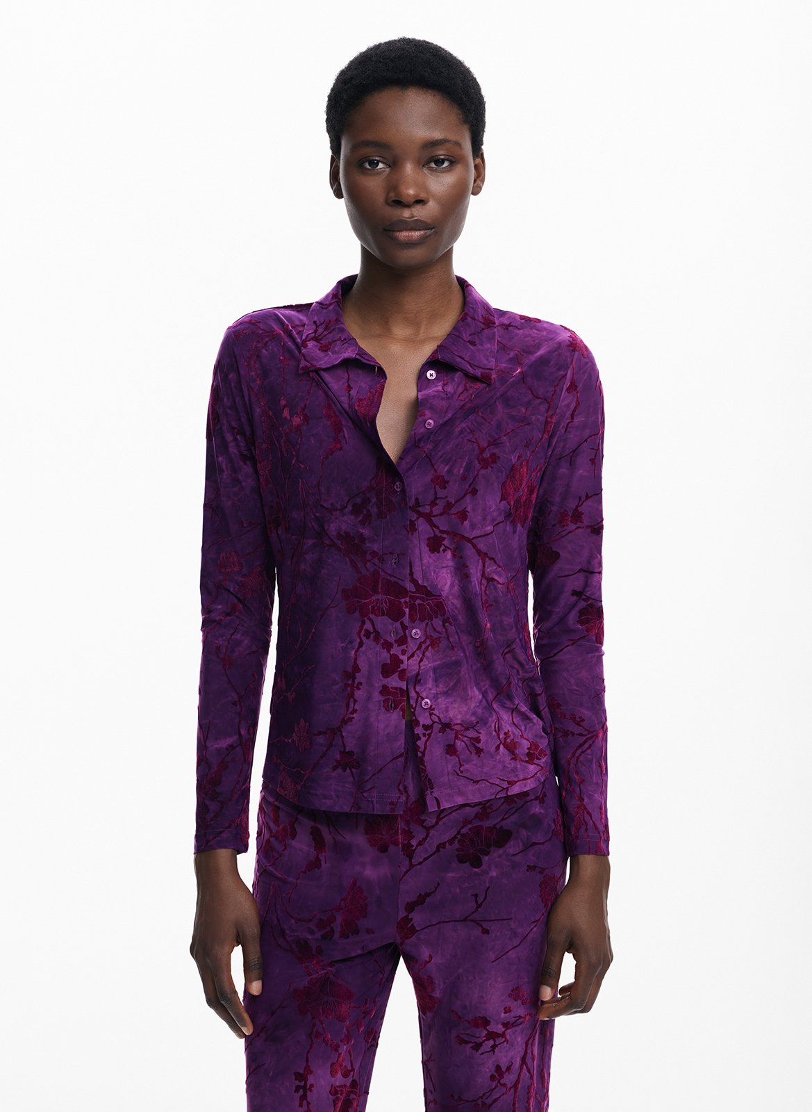 Camicia dritta colletto classico in jacquard DESIGUAL Rosso