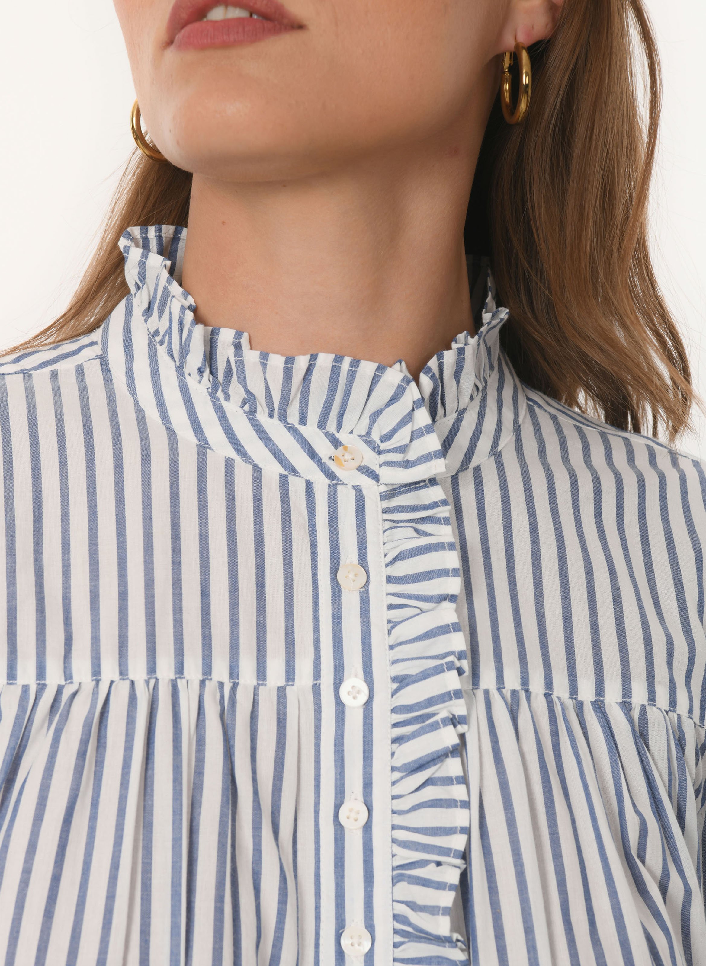 Blouse oversize en coton rayé KOOKAI Bleu