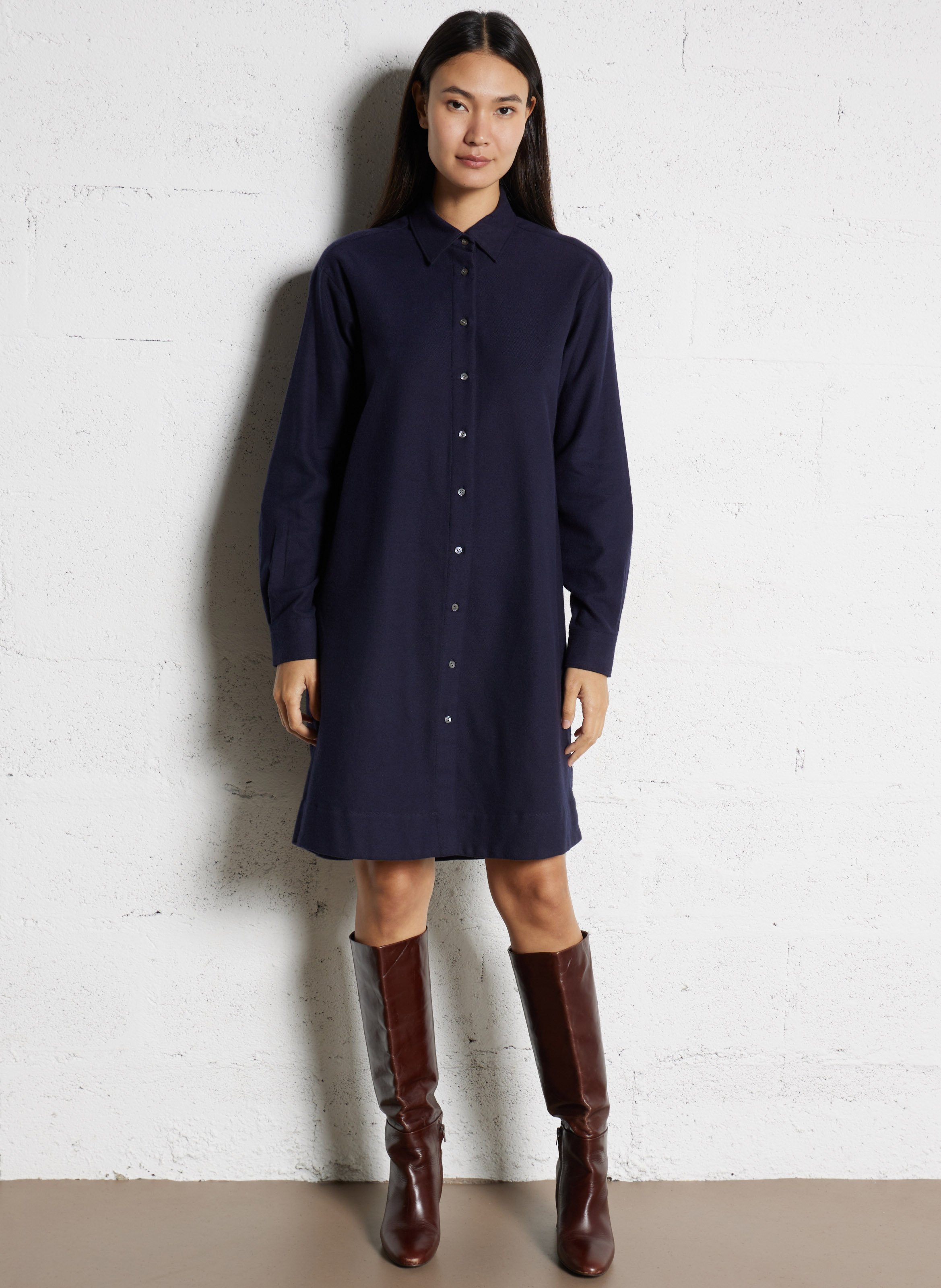 Robe droite col en coton HARTFORD Bleu