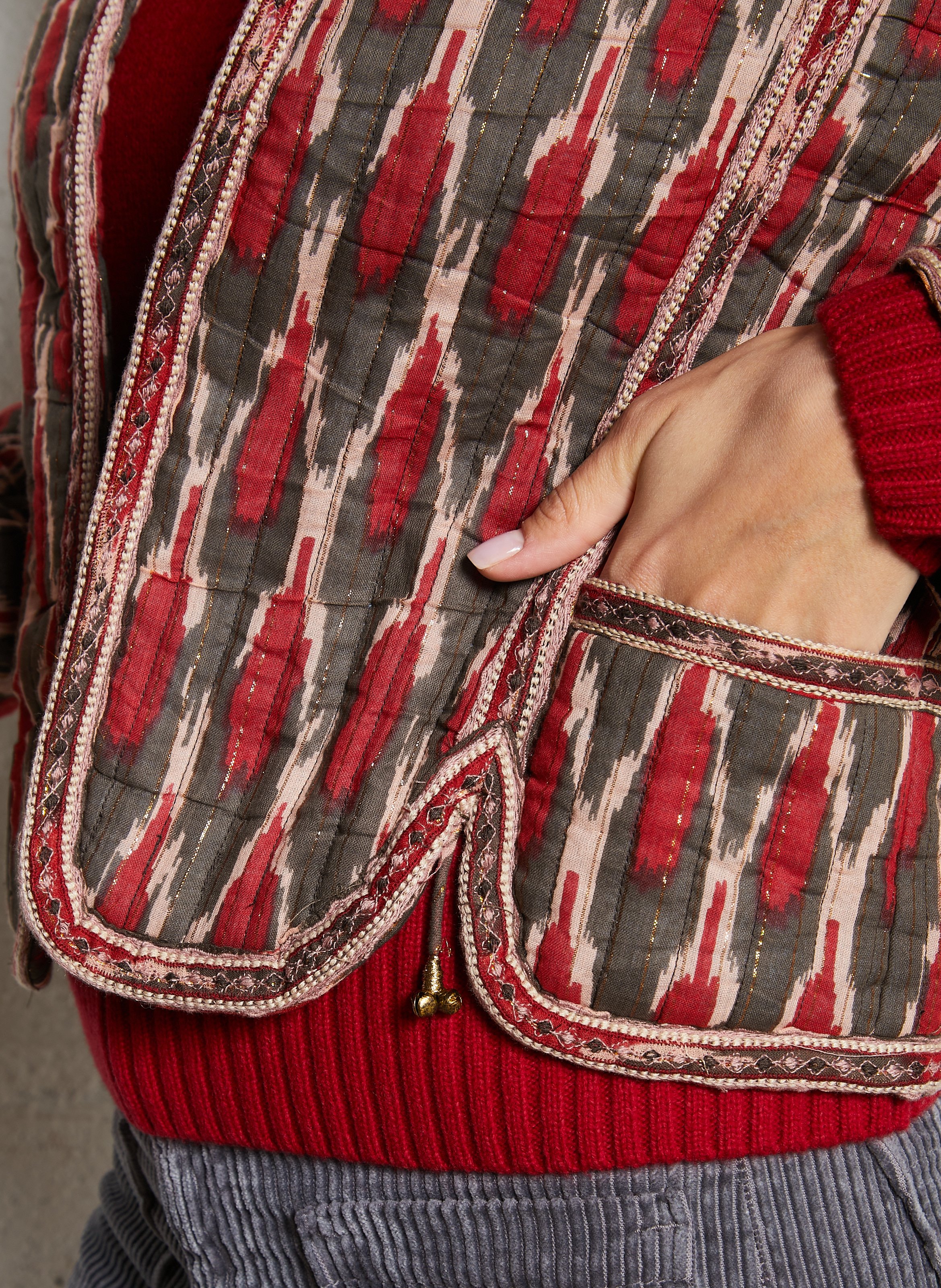 Veste droite en coton mélangé imprimé MAISON HOTEL Rouge