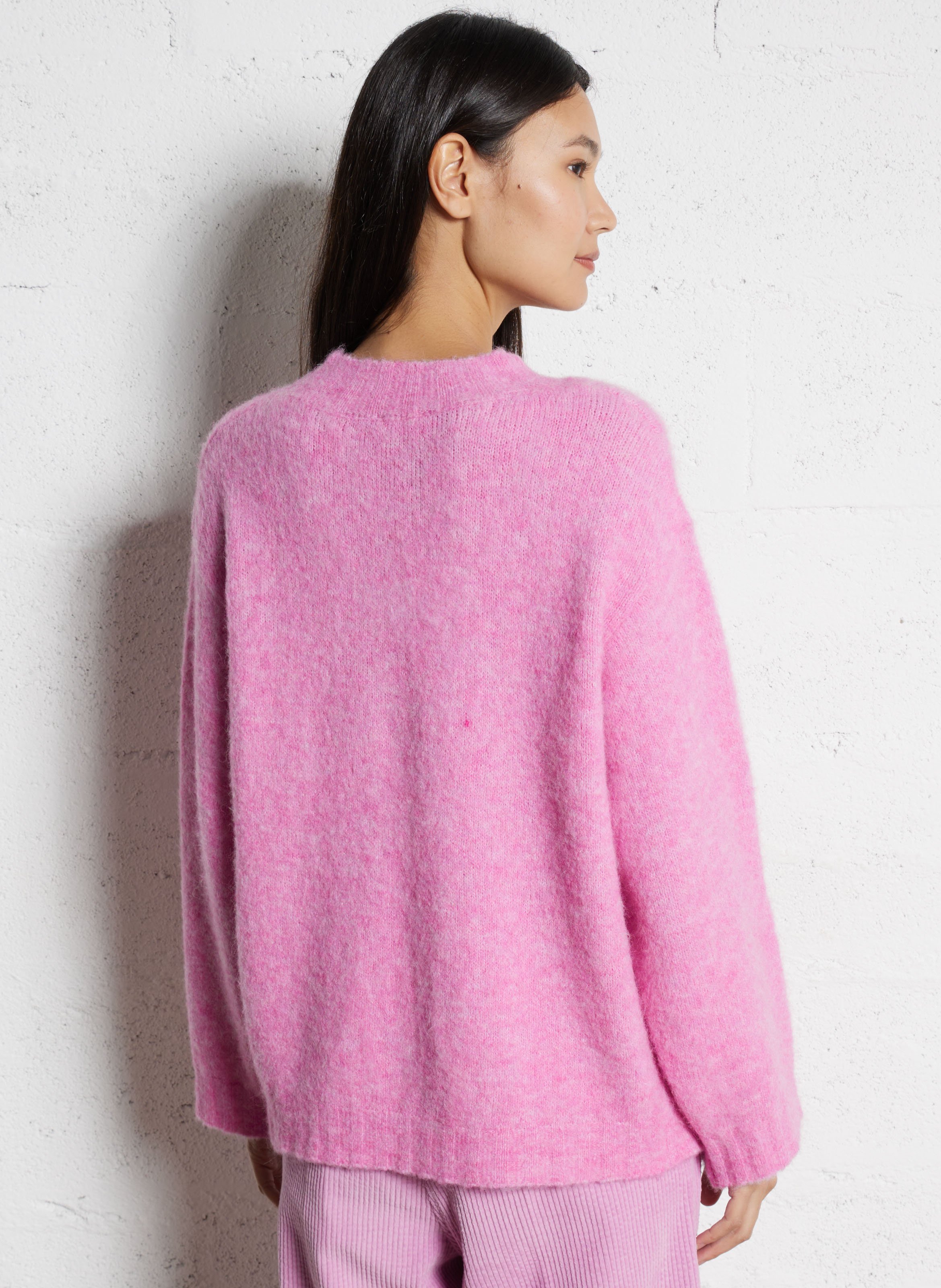 Pull droit col V  AMERICAN VINTAGE Rose