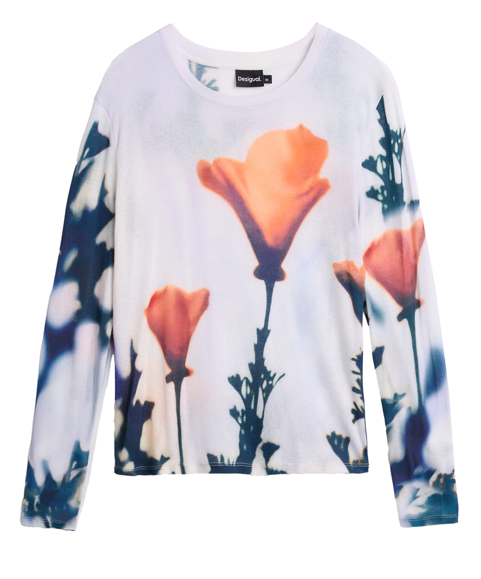 Tee-shirt col rond en coton DESIGUAL Blanc