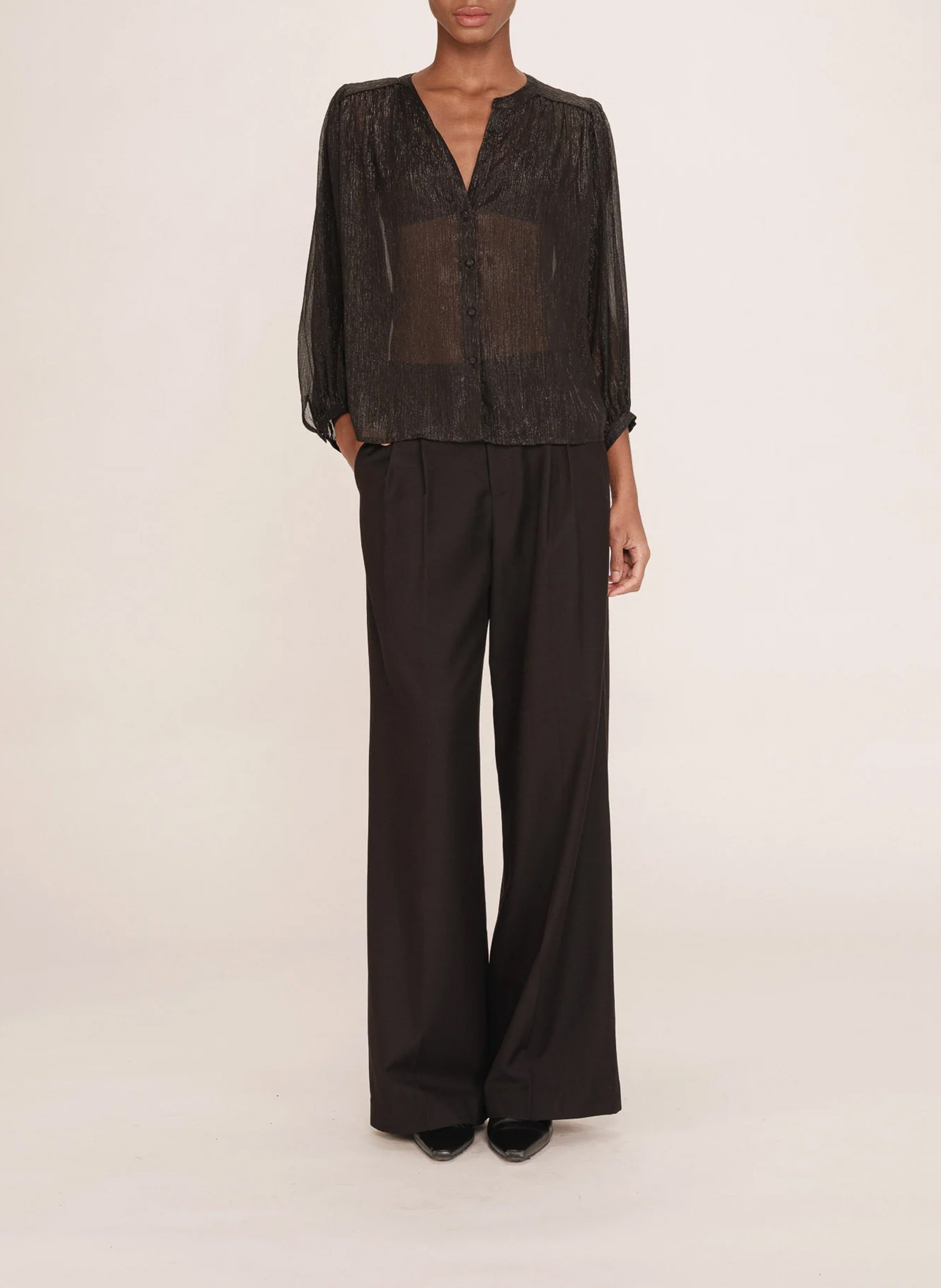 Bluse mit V-Ausschnitt GRACE ET MILA Schwarz