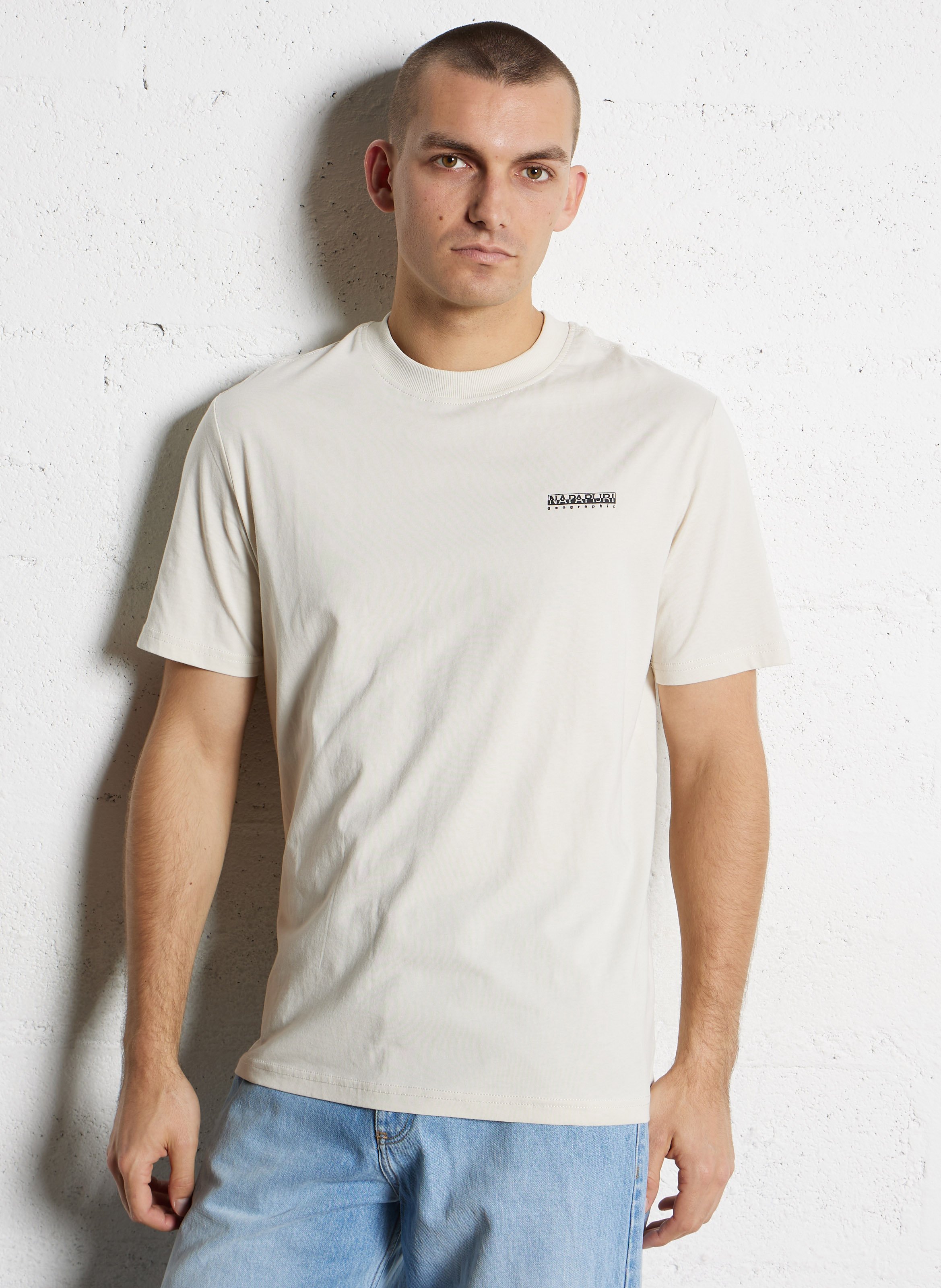 Gerade geschnittenes Rundhals-T-Shirt aus Baumwolle mit Siebdruck NAPAPIJRI