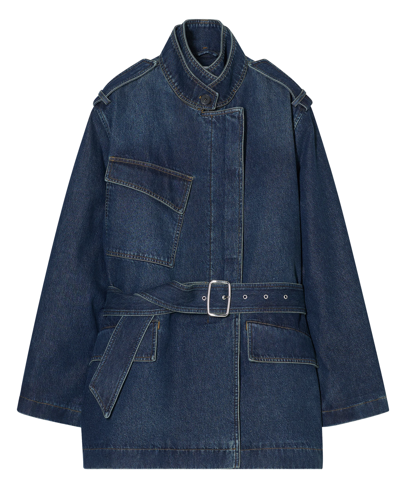 Veste oversize col montant en coton bio mélangé CLOSED Bleu