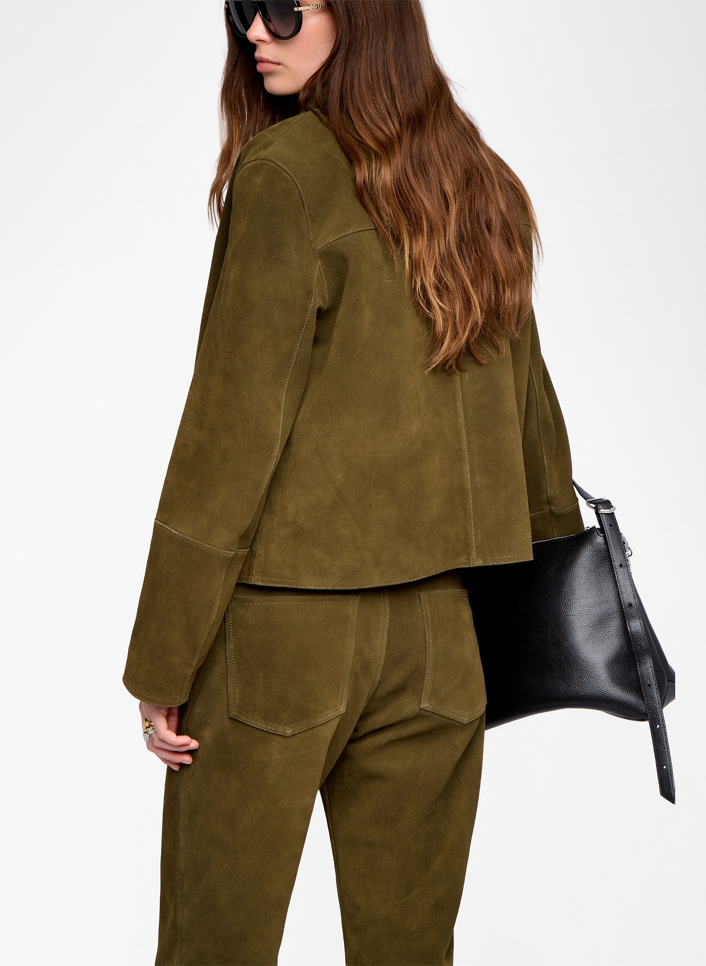 Veste droite boutonnée en cuir ZADIG&VOLTAIRE Vert