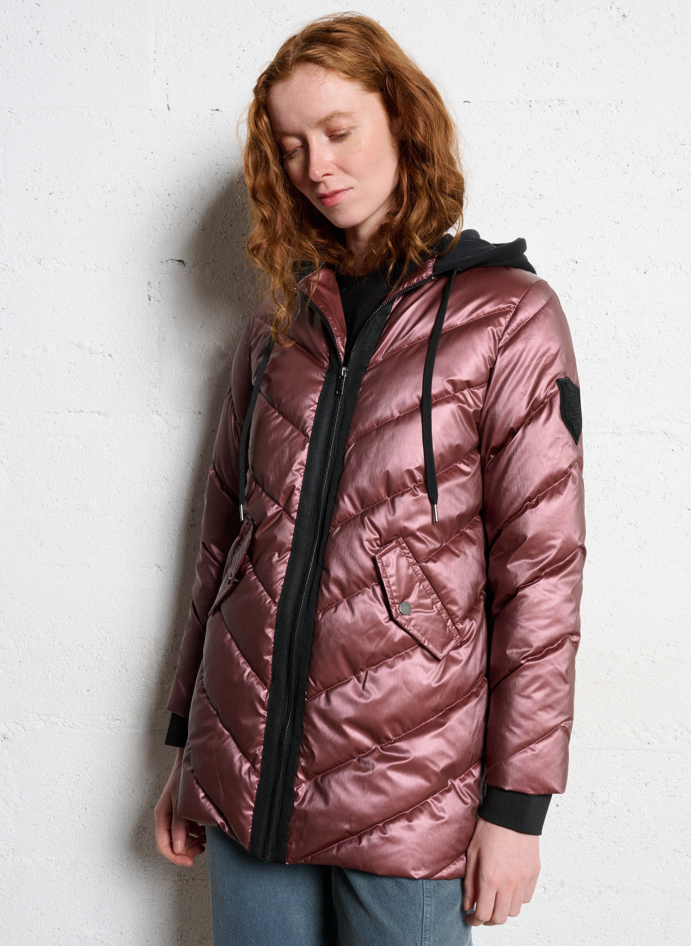 Quilted straight down jacket IKKS Brown