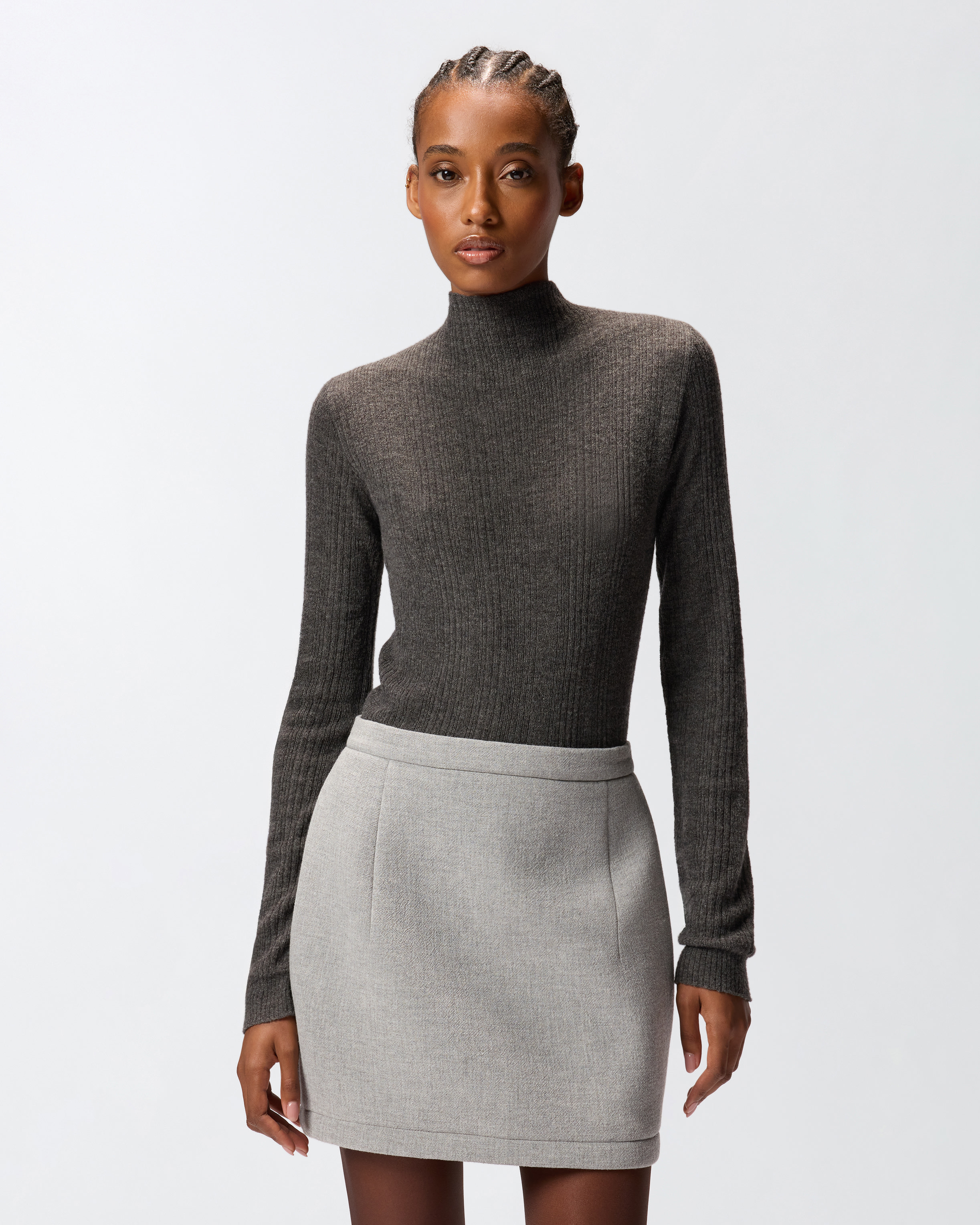 Fitted sweater with high collar PINKO Grey