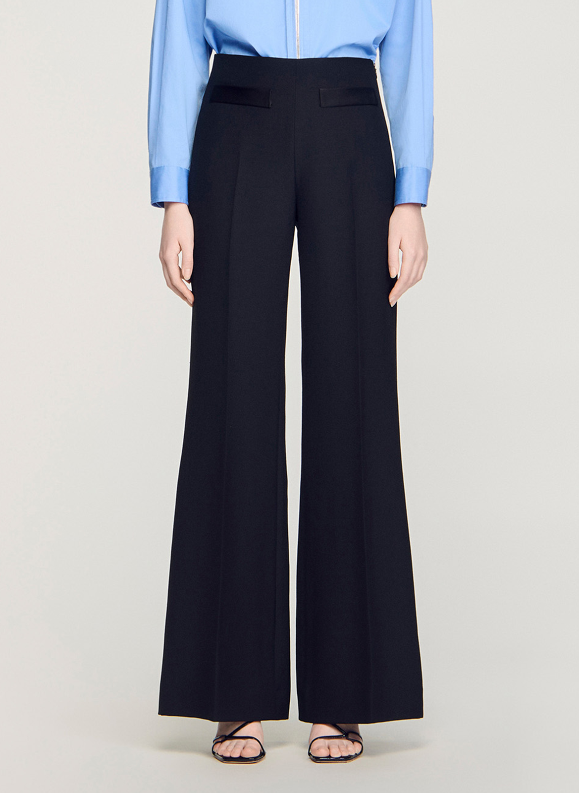 High-waisted flared pants SANDRO Black