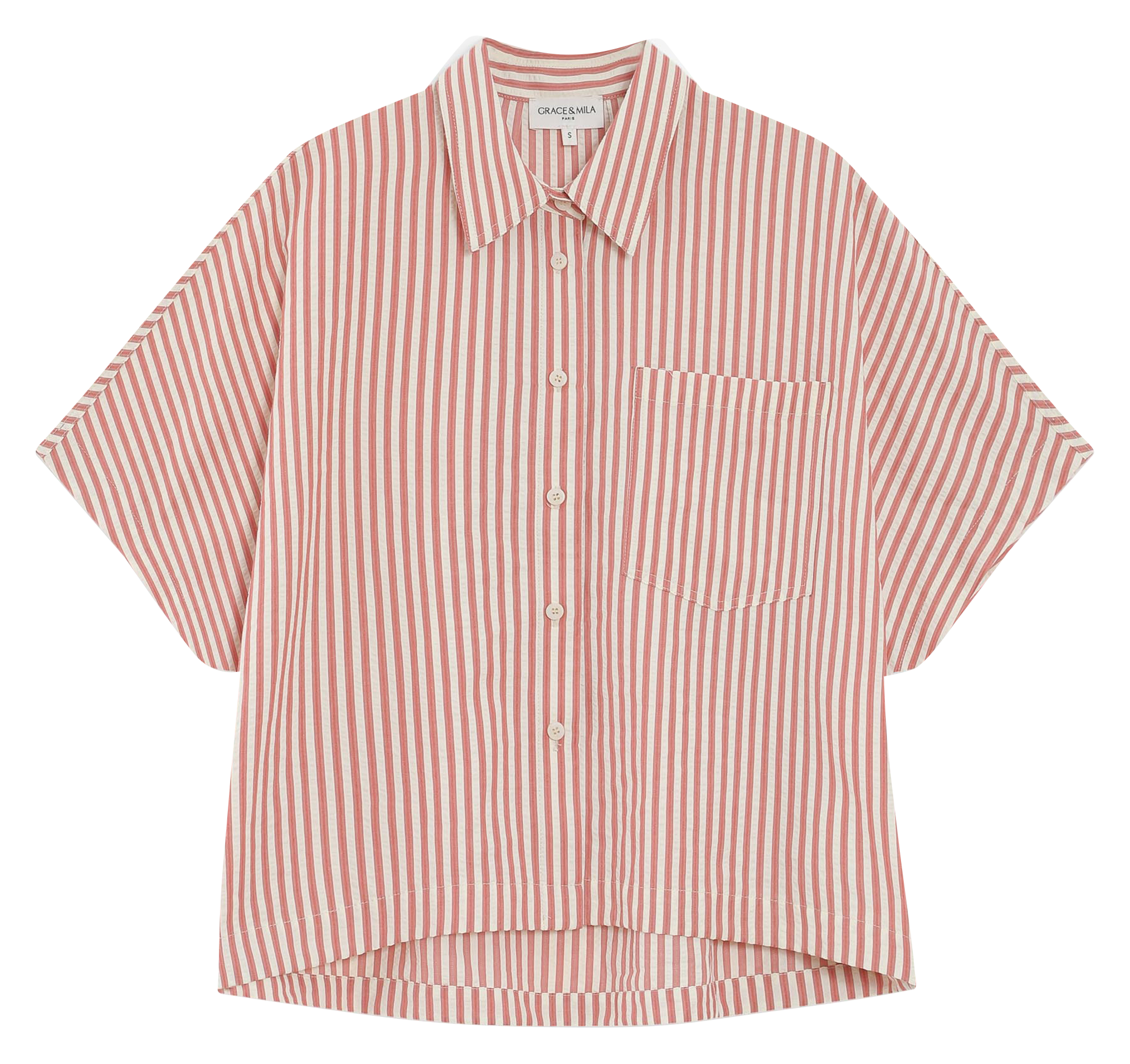 Chemise col classique en coton mélangé GRACE ET MILA Rose