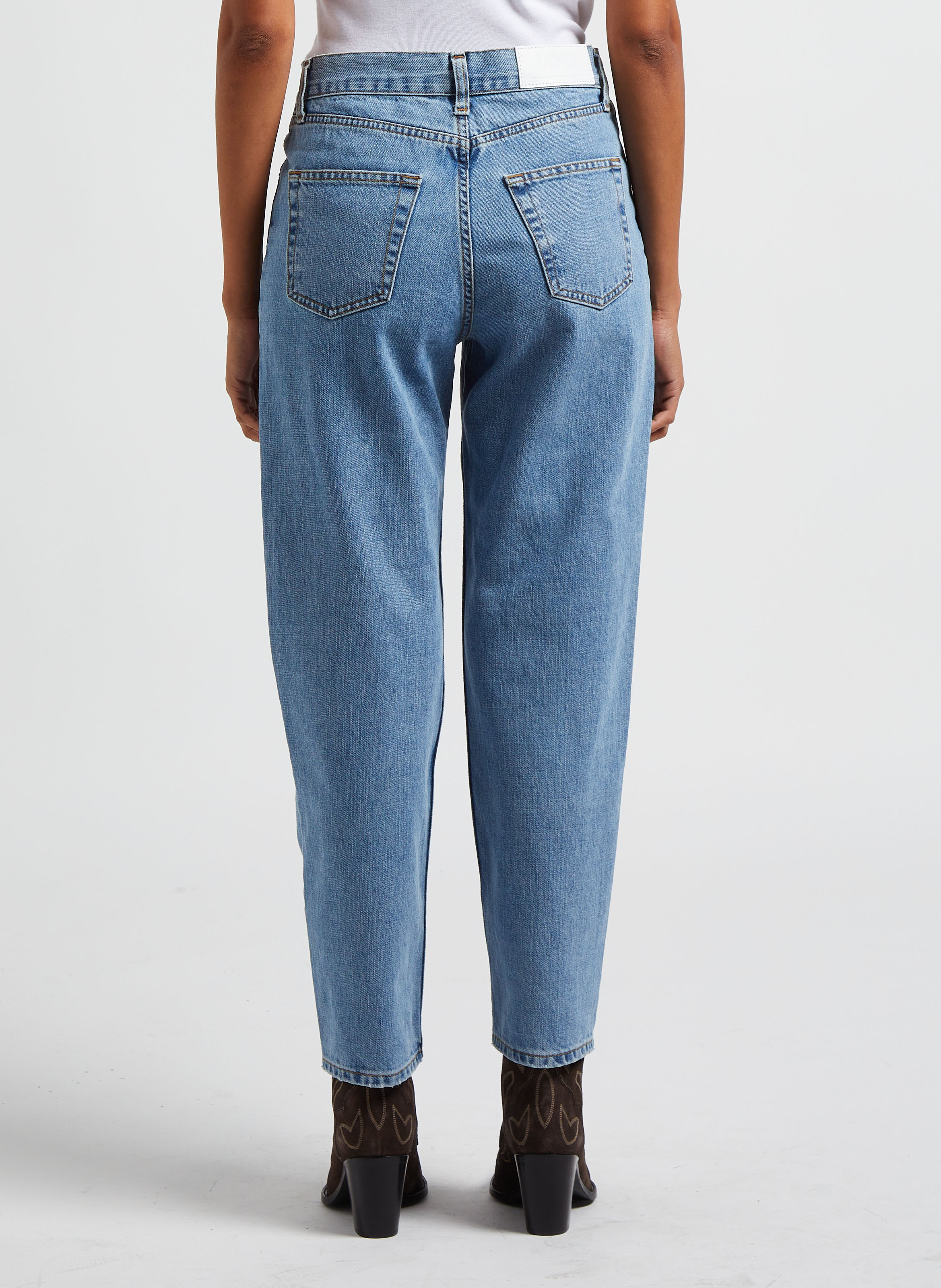 Straight Cut High Waist Jeans aus Baumwolle MARGAUX LONNBERG Blau