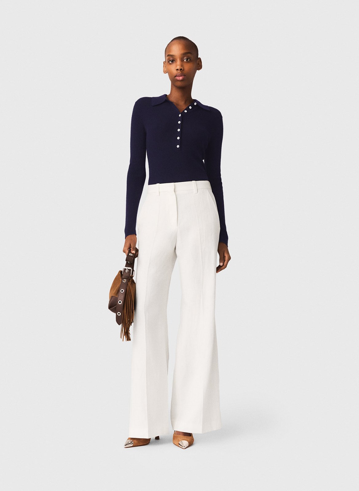 Rechte broek met strepen  MAJE Wit