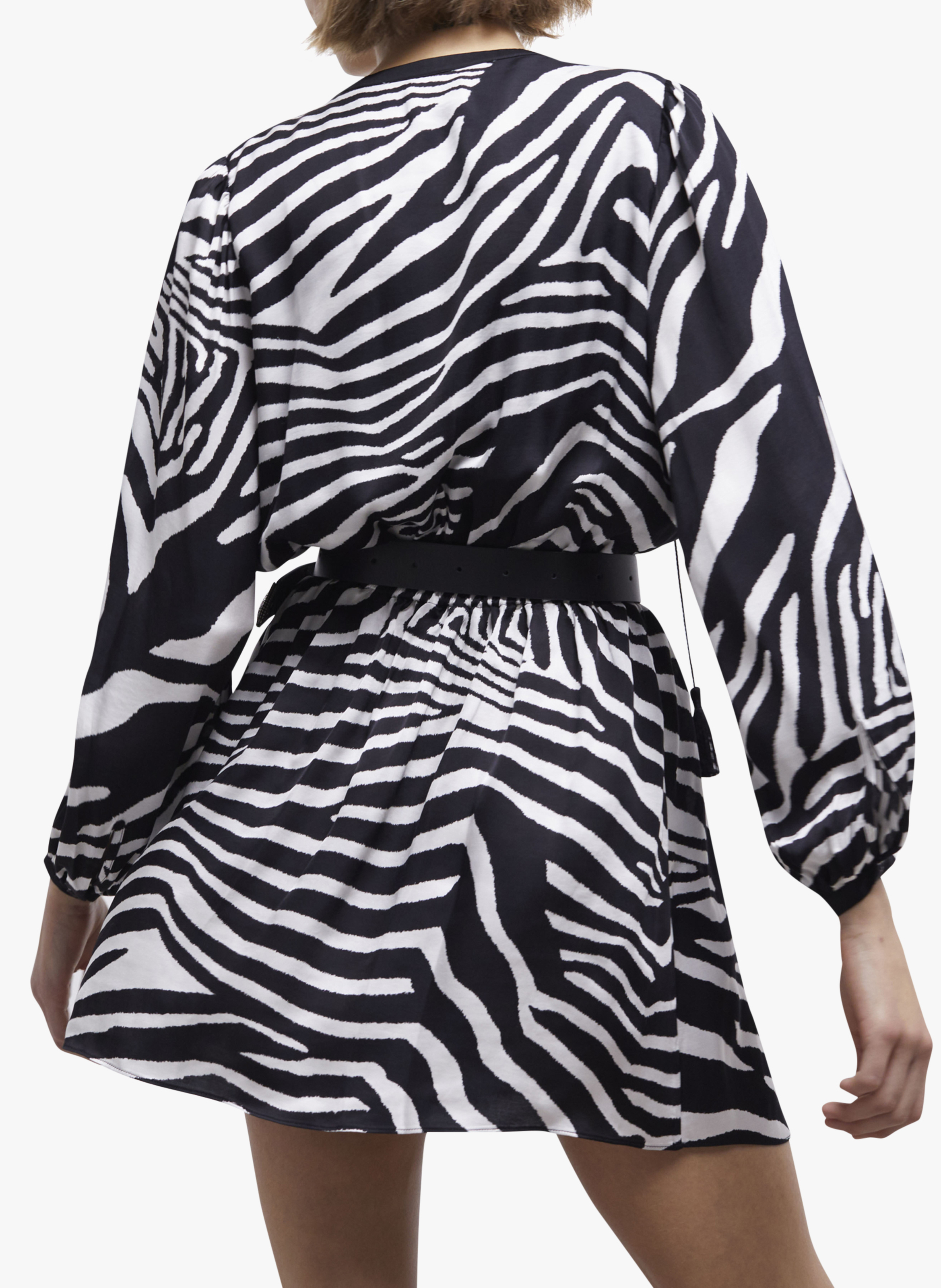 Robe courte col tunisien imprimée zèbre  THE KOOPLES Noir
