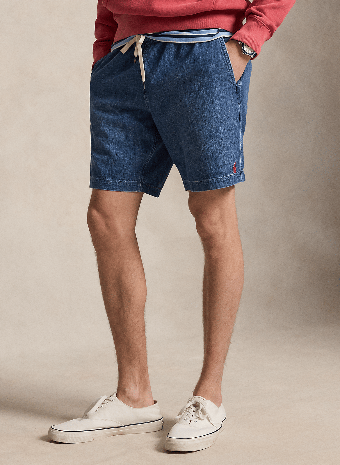 Pantalón corto recto de algodón POLO RALPH LAUREN Azul