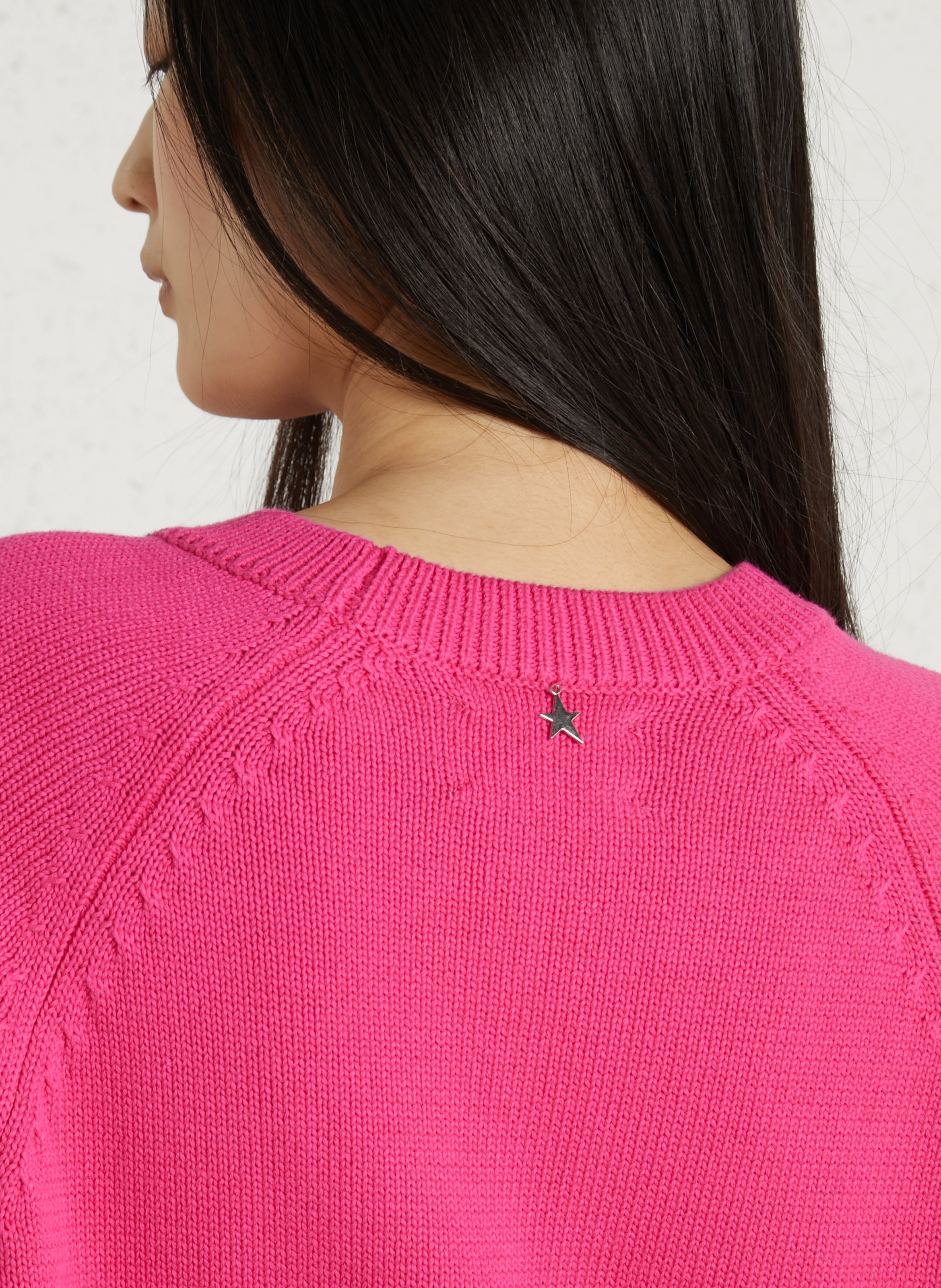 Pull droit col rond en coton SUD EXPRESS Rose