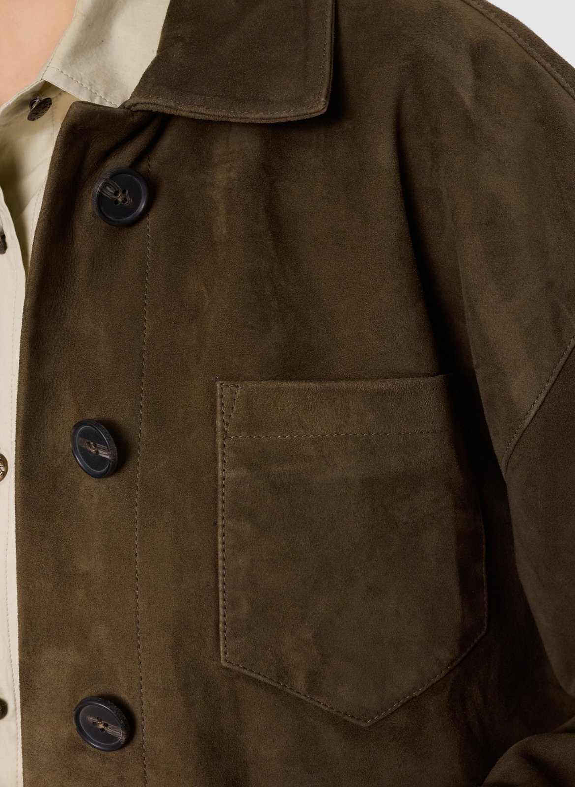 Veste droite en cuir velours GERARD DAREL Kaki