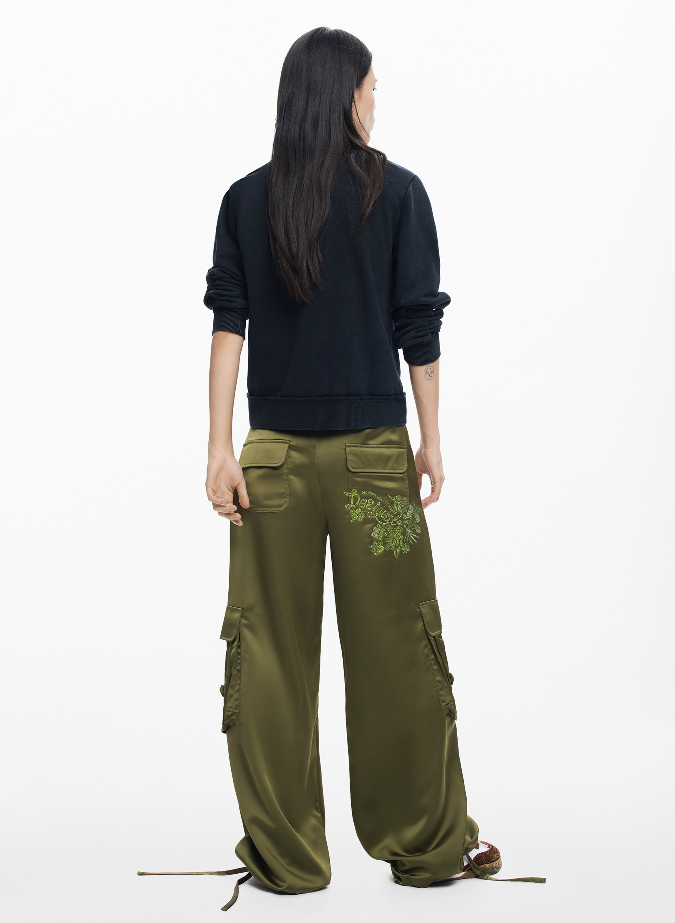 Sweat col rond en coton DESIGUAL Noir