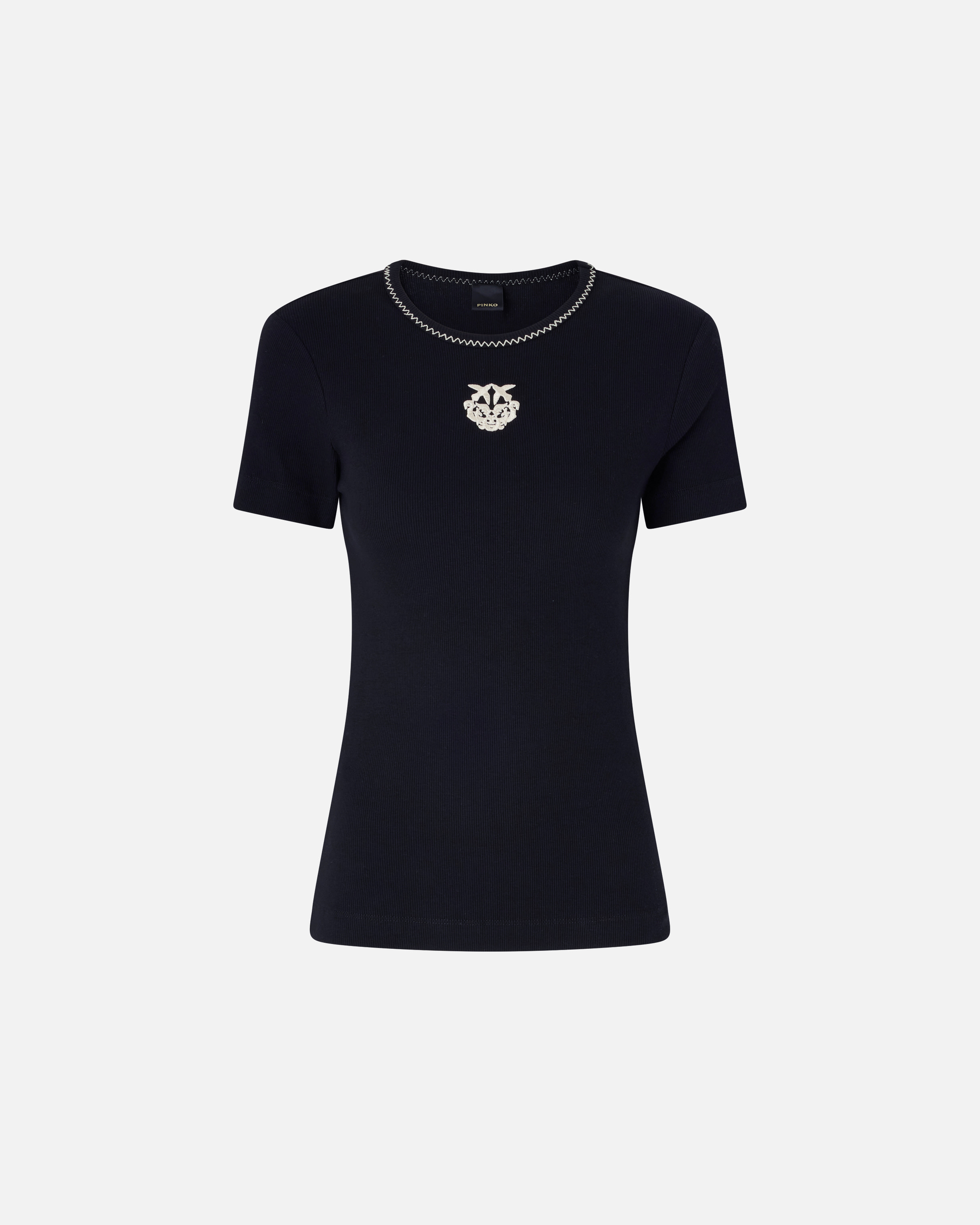 T-shirt en maille côtelée avec broderie love birds PINKO Multicolore