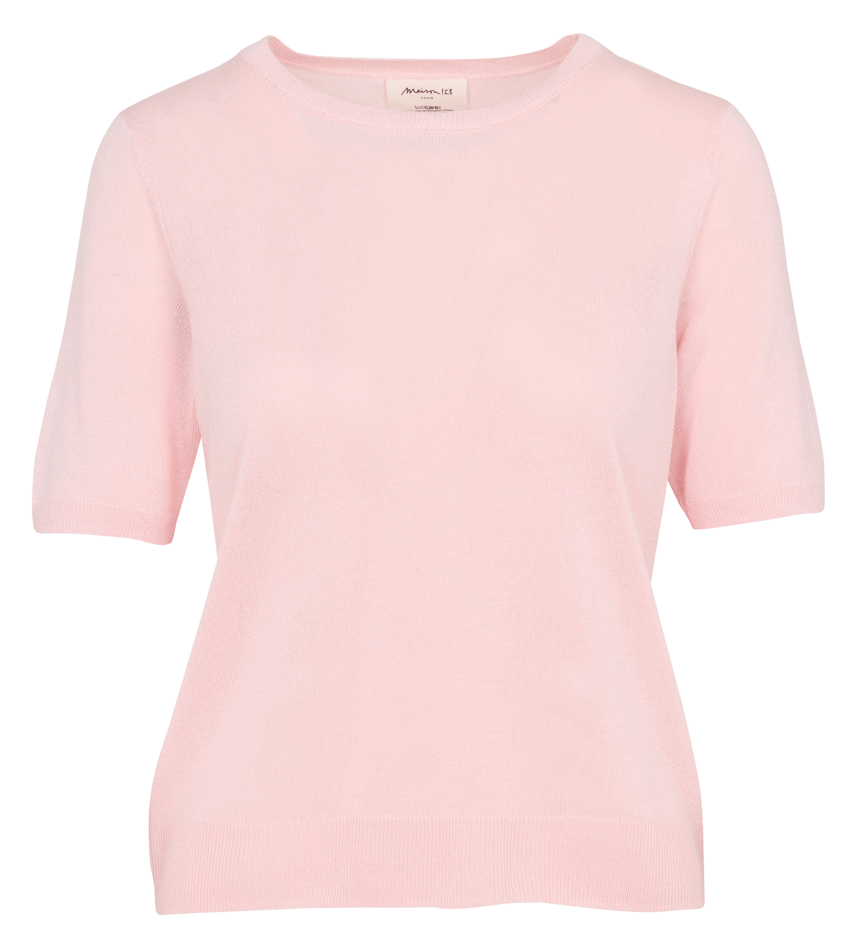 Pull manches courtes en maille fine unie MAISON 123