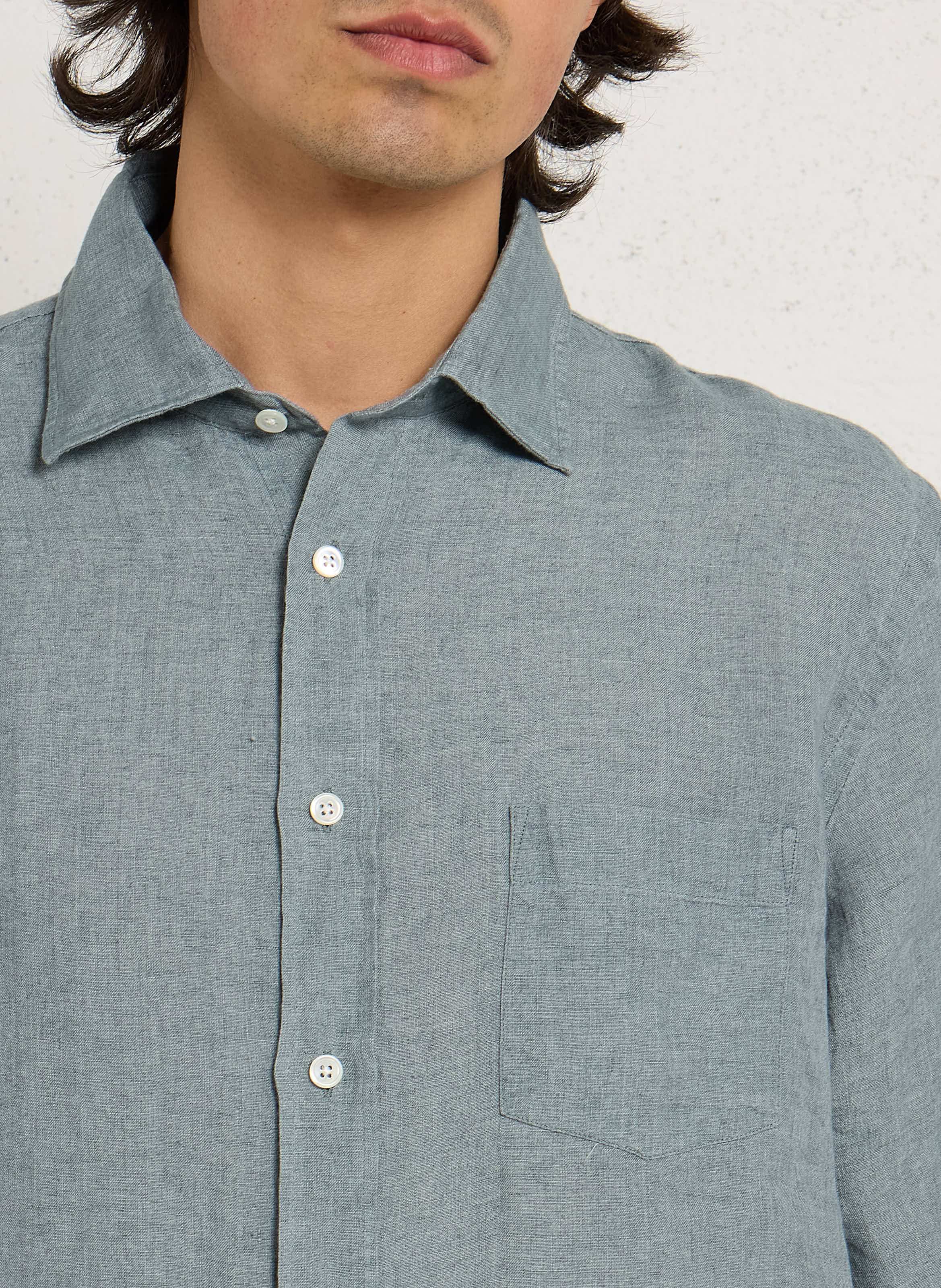 Chemise col classique en lin HARTFORD Vert