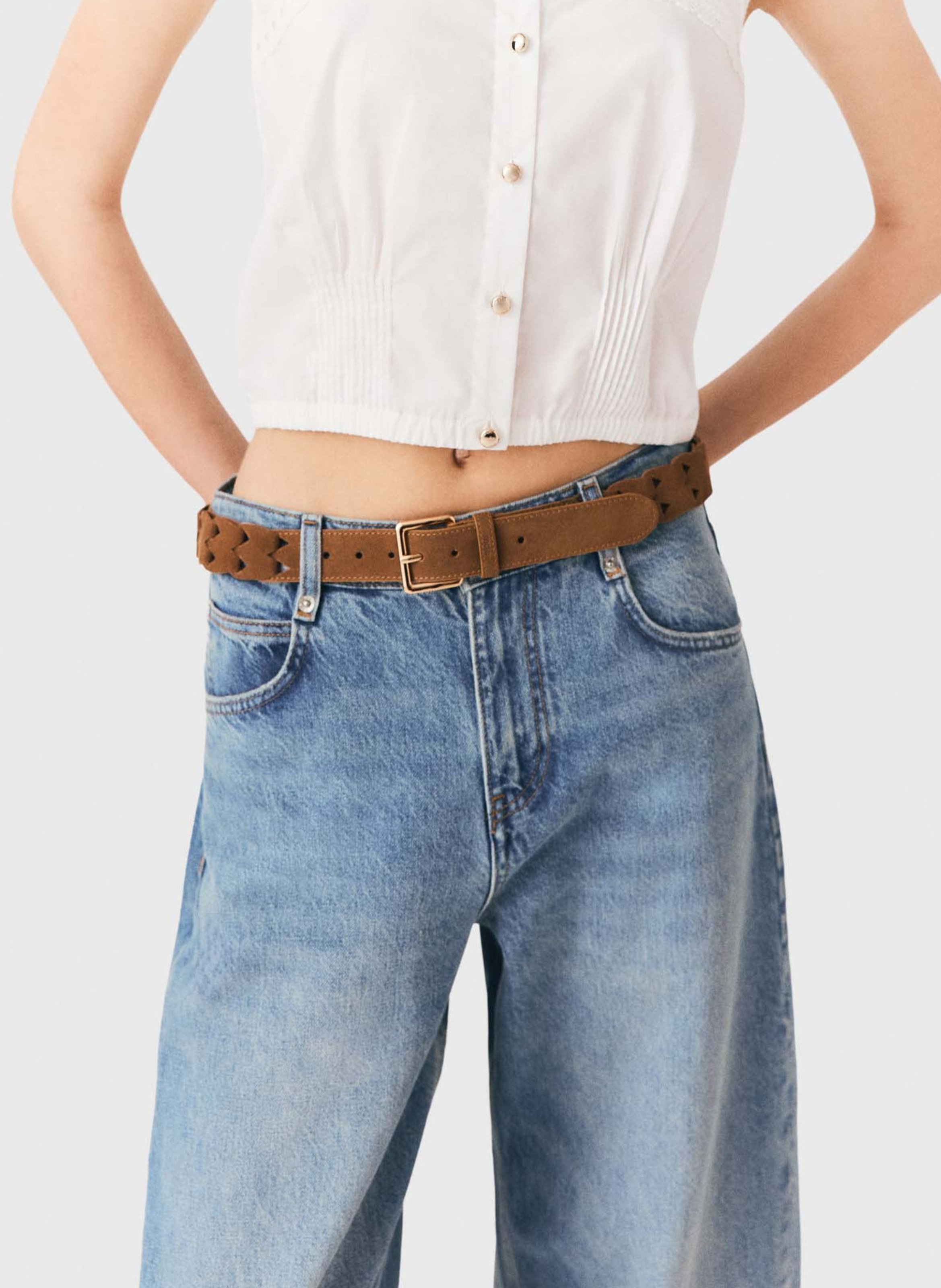 Ceinture en cuir MAJE Beige
