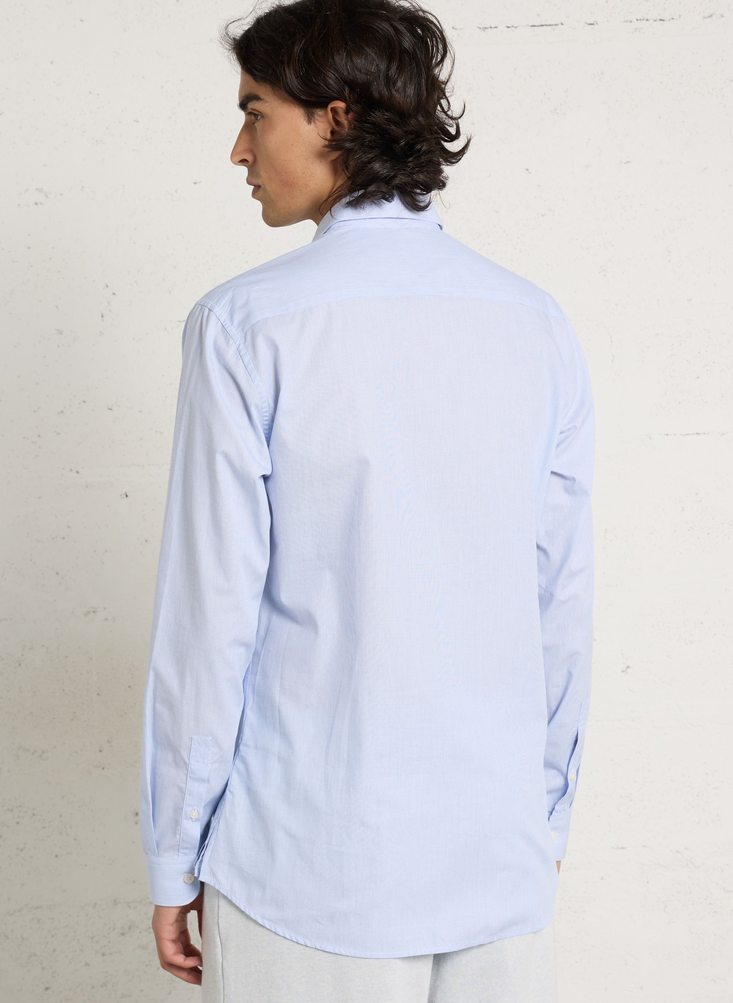 Chemise slim en coton AU PRINTEMPS PARIS Bleu