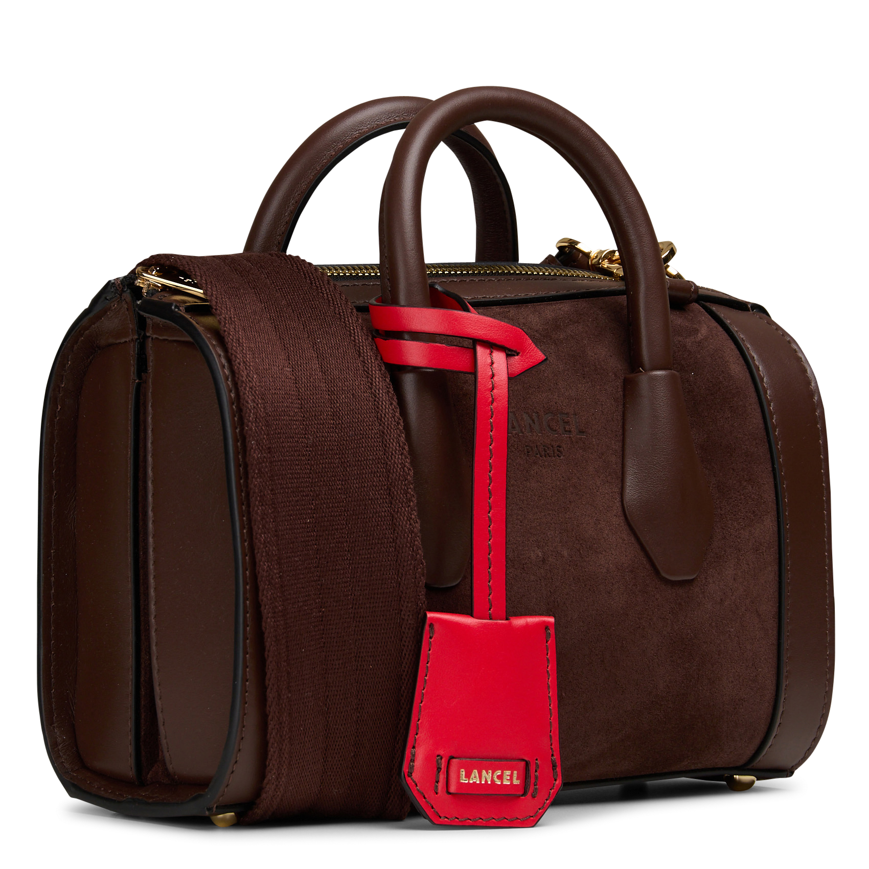 Bowlingtas van nerfleer met rits LANCEL Bruin