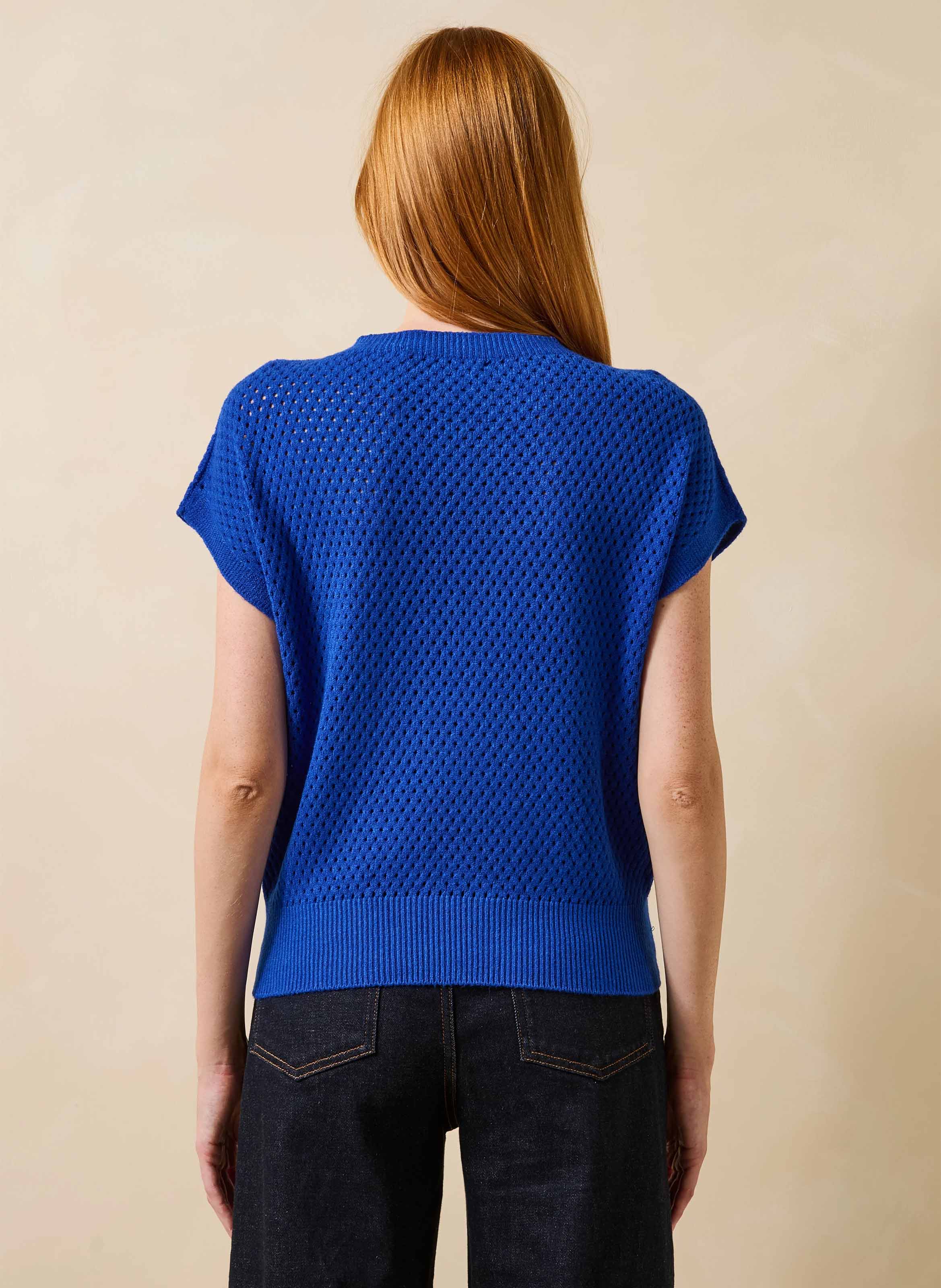 Straight-cut openwork sweater LA FEE MARABOUTEE Blue