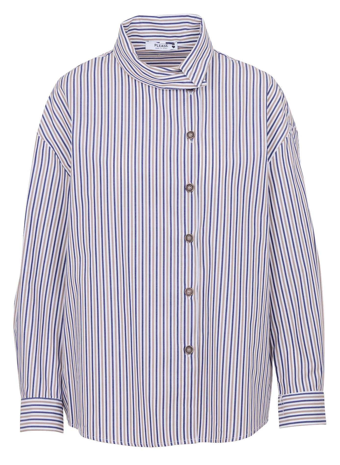Long-sleeve cotton shirt PLEASE Blue