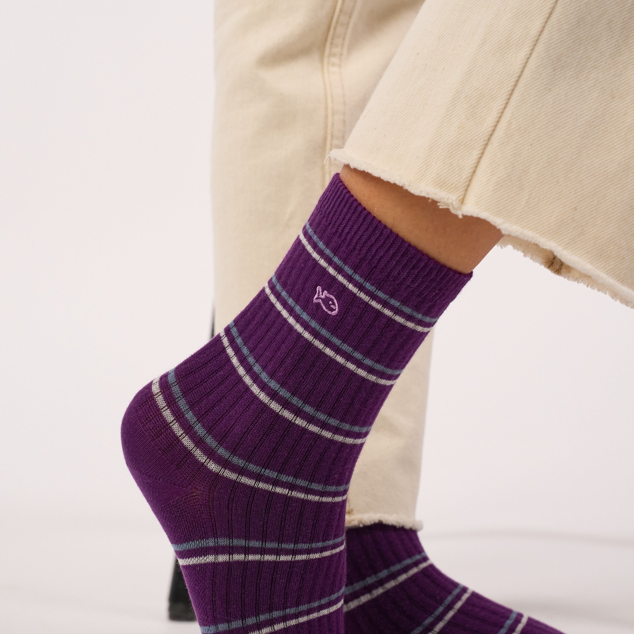 Combed cotton striped socks BILLYBELT Purple