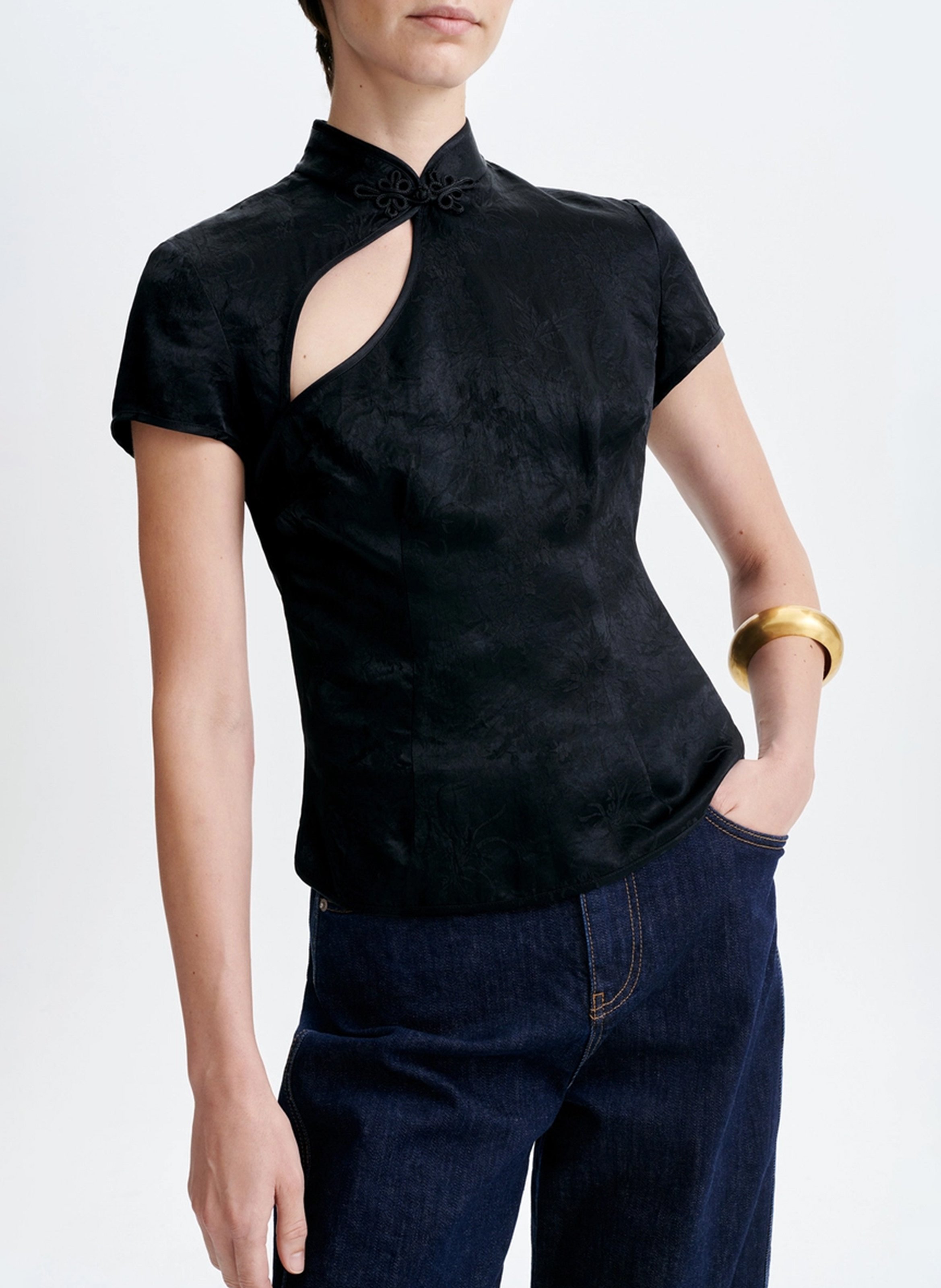 Short-sleeved jacquard top VANESSA BRUNO Black