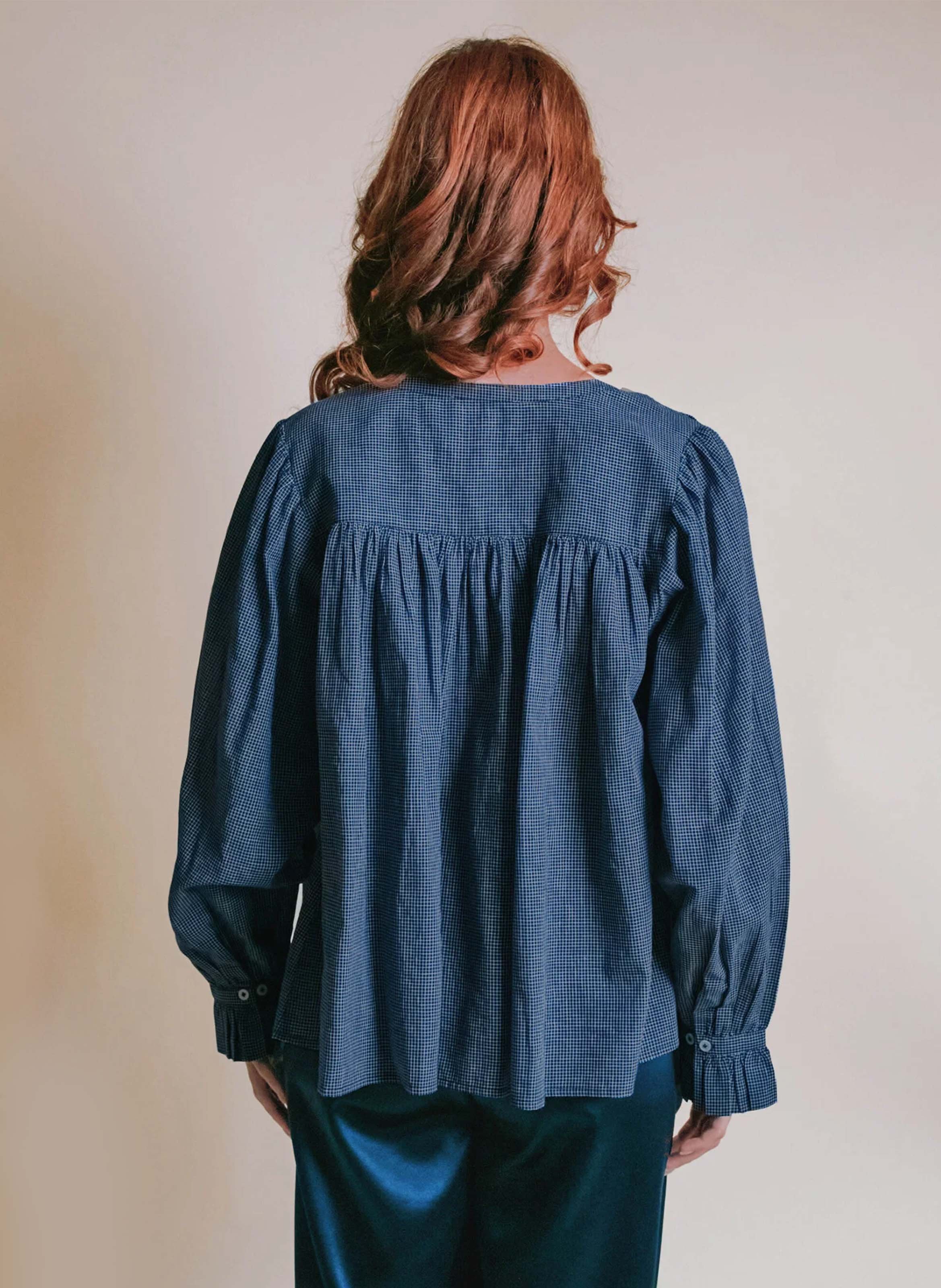 Baumwollbluse mit Rundhalskragen EMILE ET IDA Blau