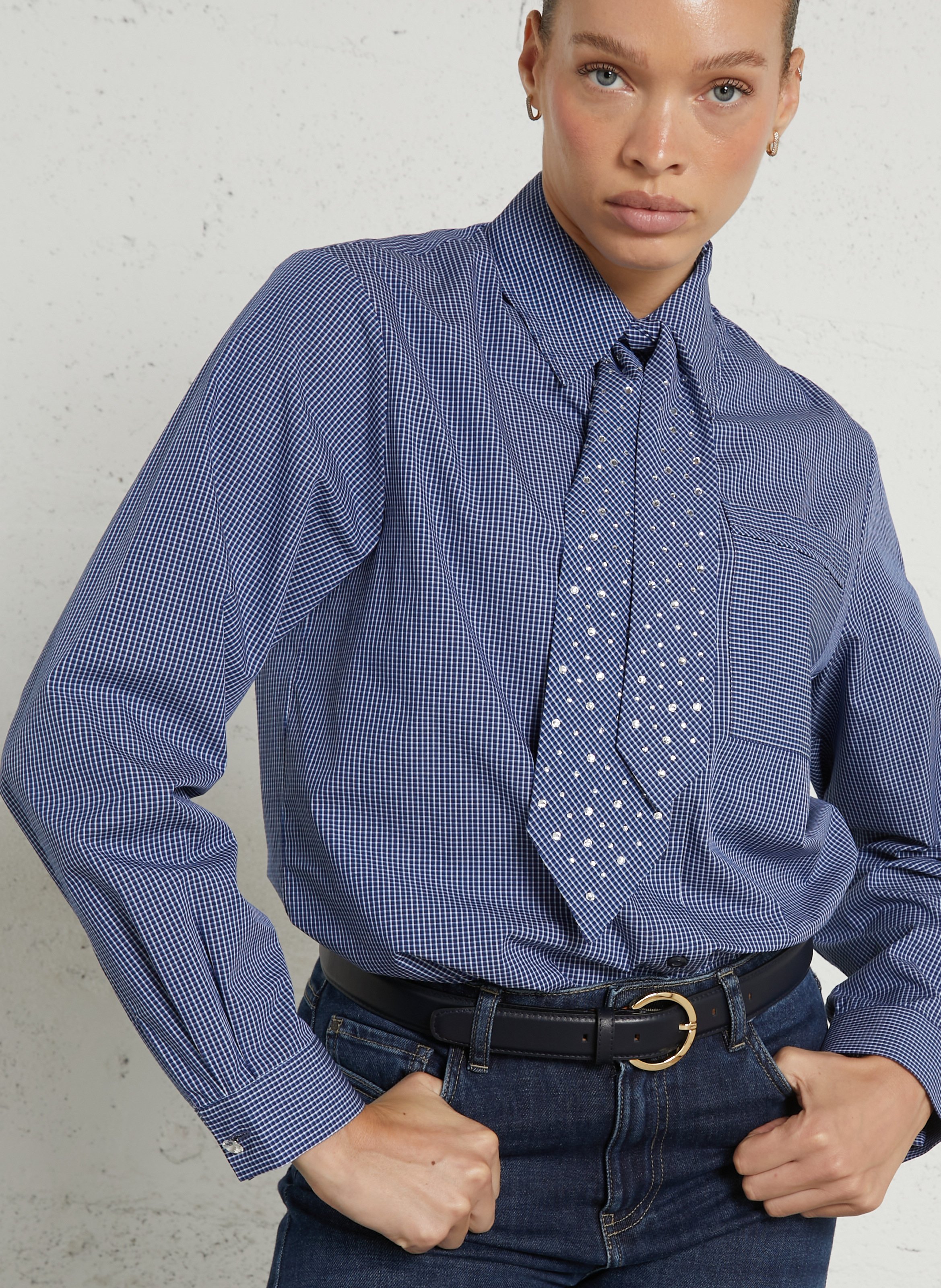 Katoenen blouse met klassieke kraag LIU JO Zwart