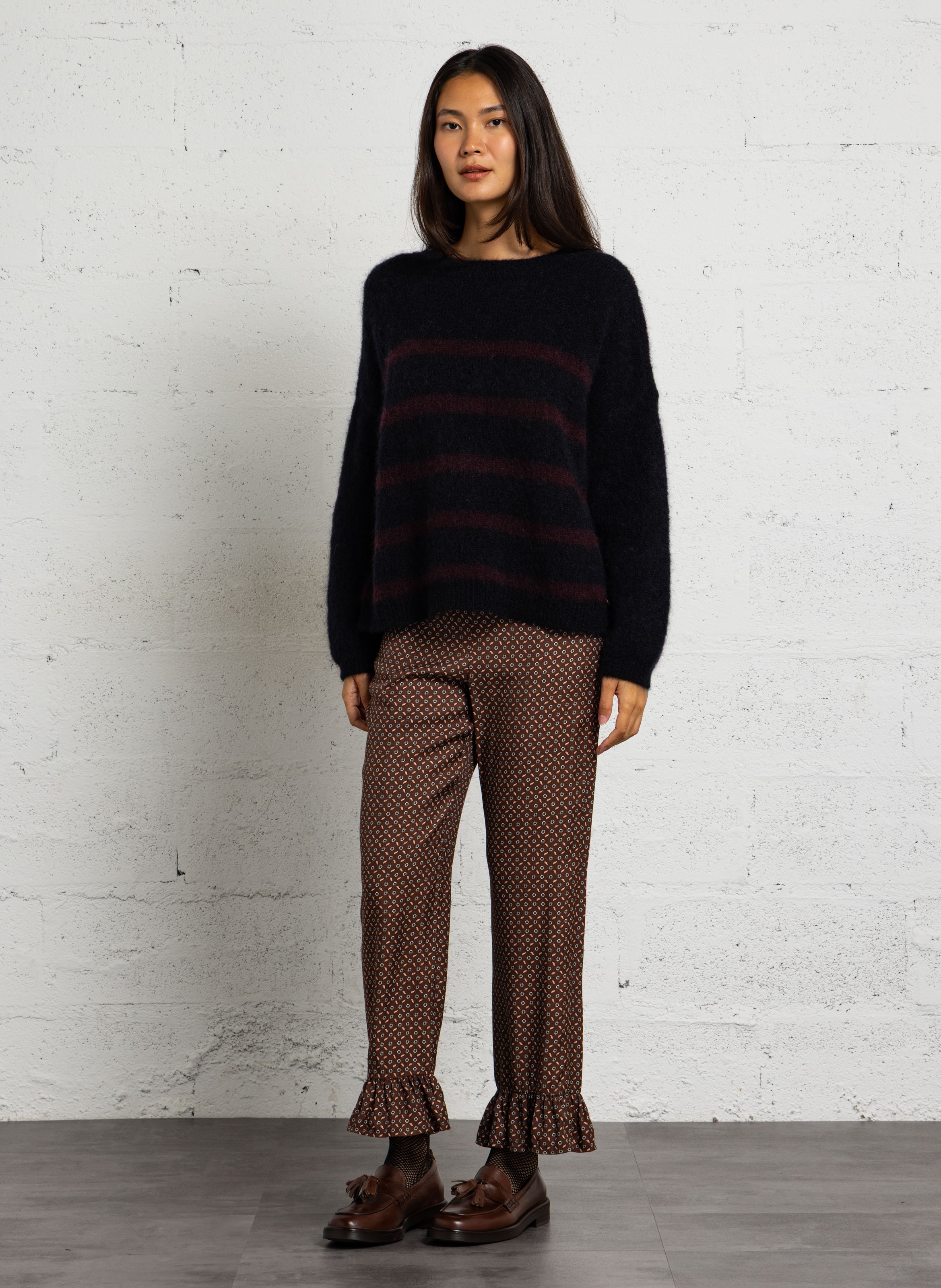 Gestreifter Oversized-Pullover aus Mohair-Mix DES PETITS HAUTS Mehrfarbig