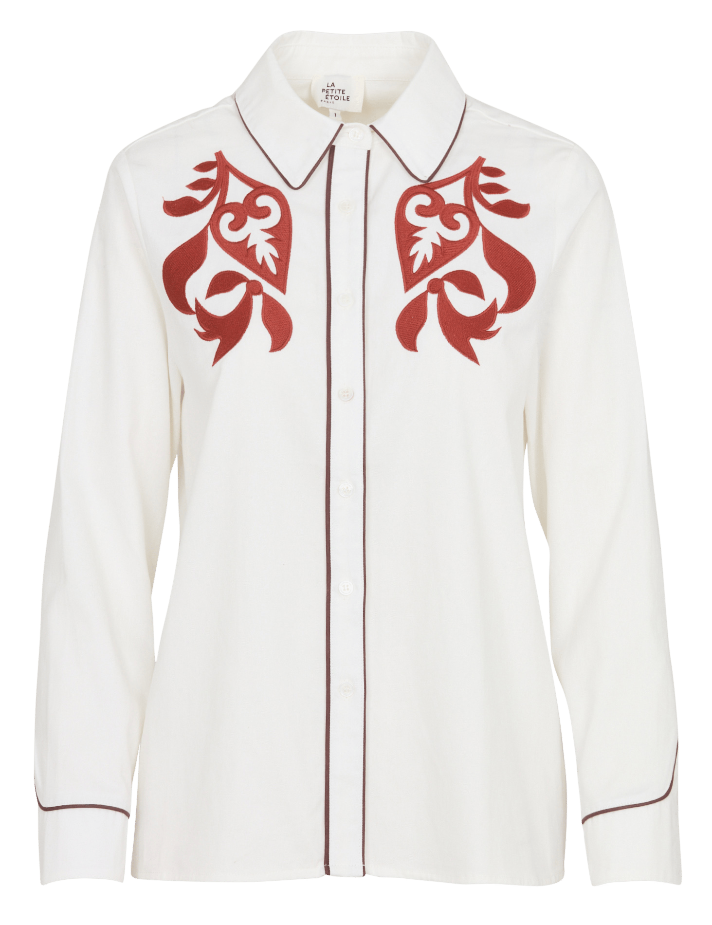 Straight shirt with cotton embroideries LA PETITE ETOILE Beige