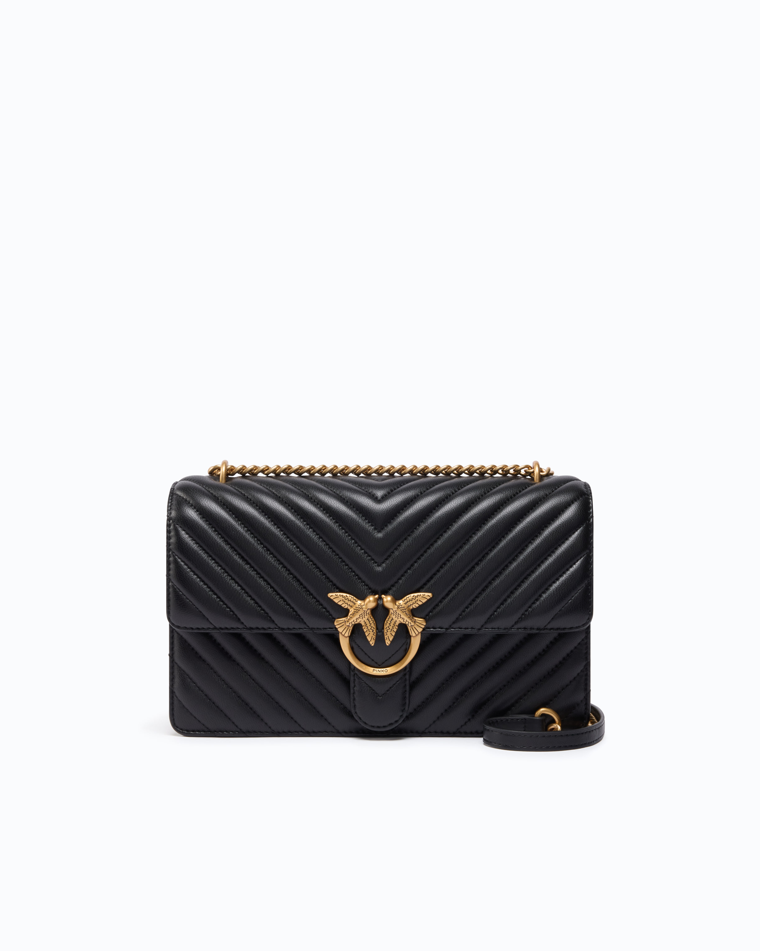 Sac moyen à bandoulière love bag one chevron new buckle PINKO Noir